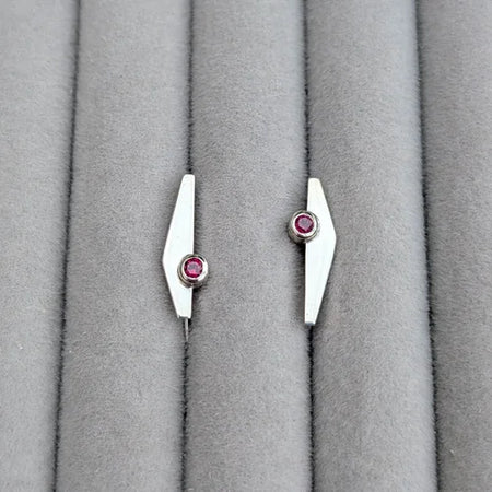 handmade geometric earrings × rhodolite garnets