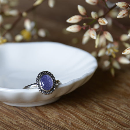 Tanzanite Twist Sterling Silver Ring - Size N