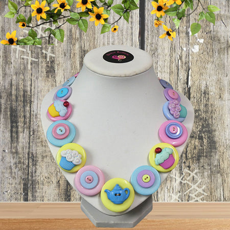 Colourful Button necklace - Tea Time