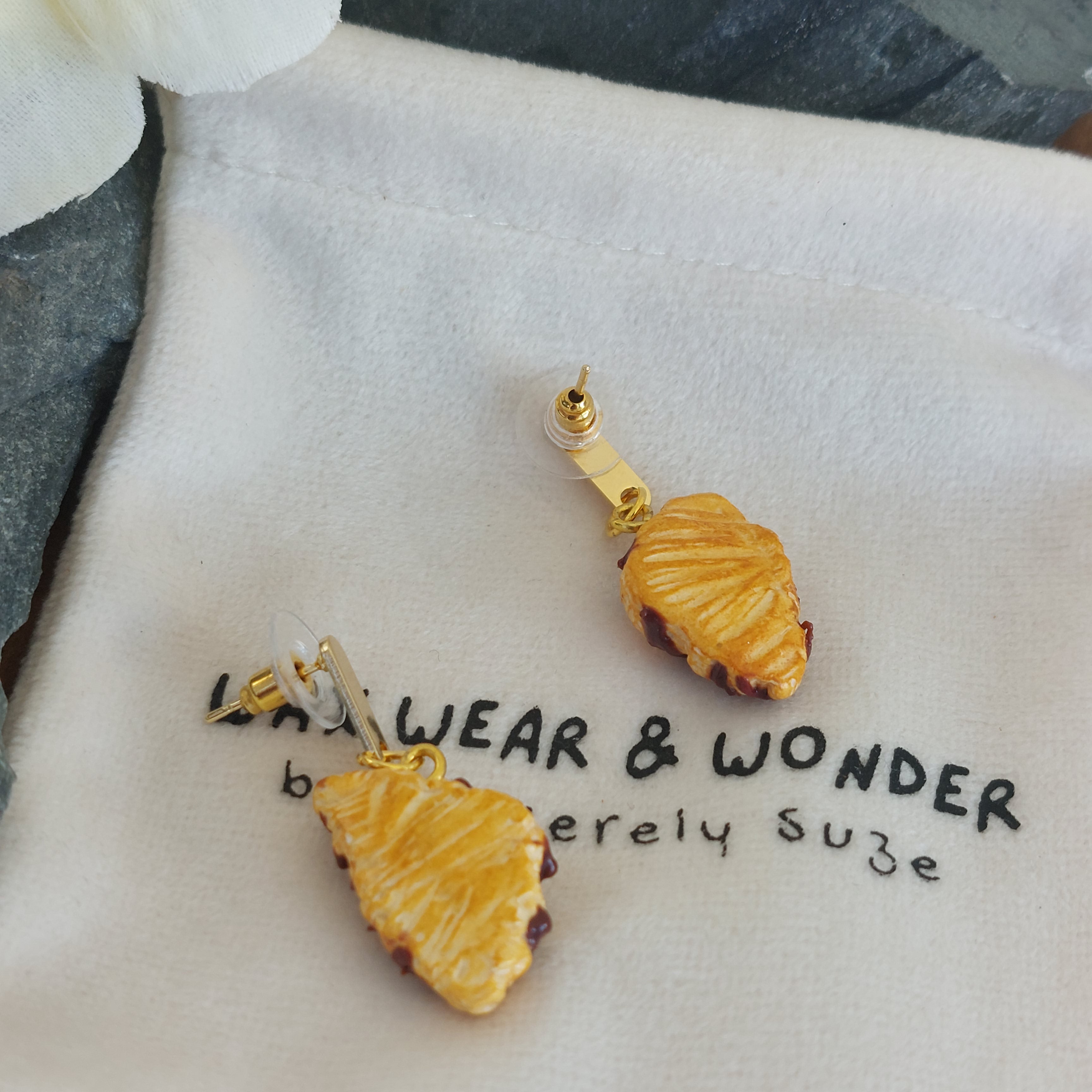 Chocolate Croissant Earrings | Food Inspired Statement Earrings