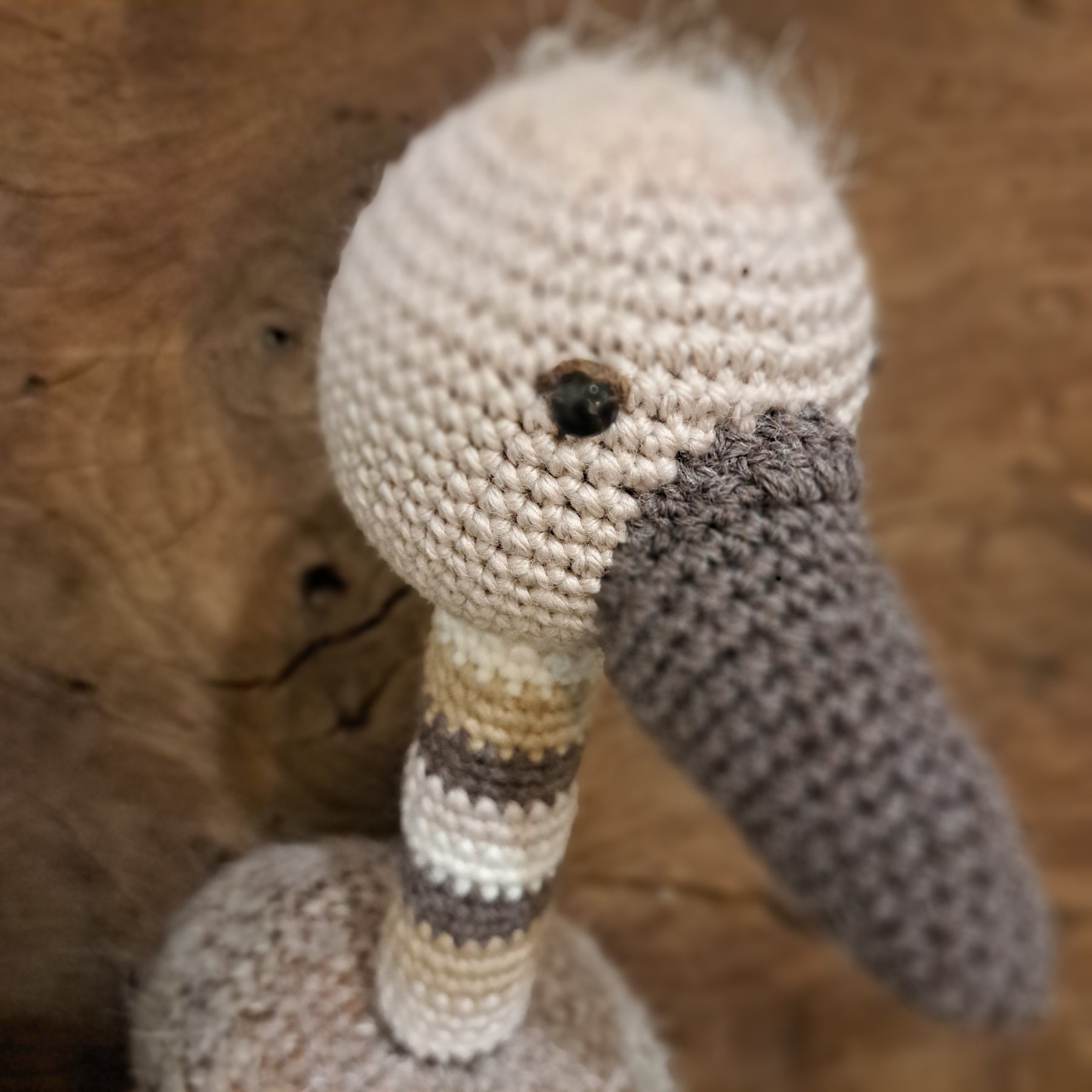 Handmade Crochet emu brown white Australian wool