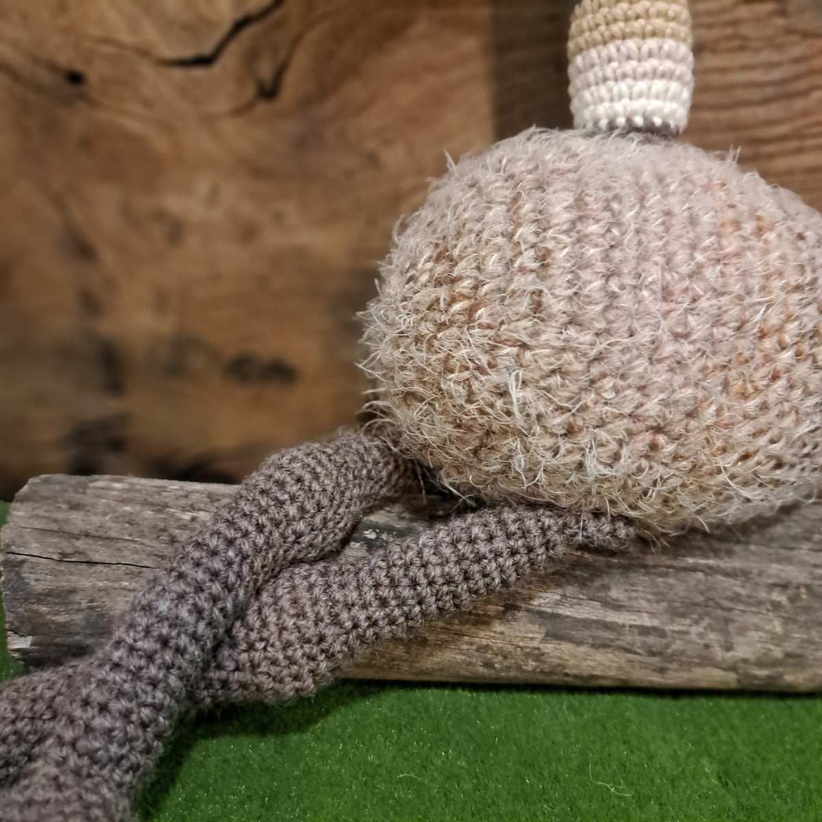 Handmade Crochet emu brown white Australian wool