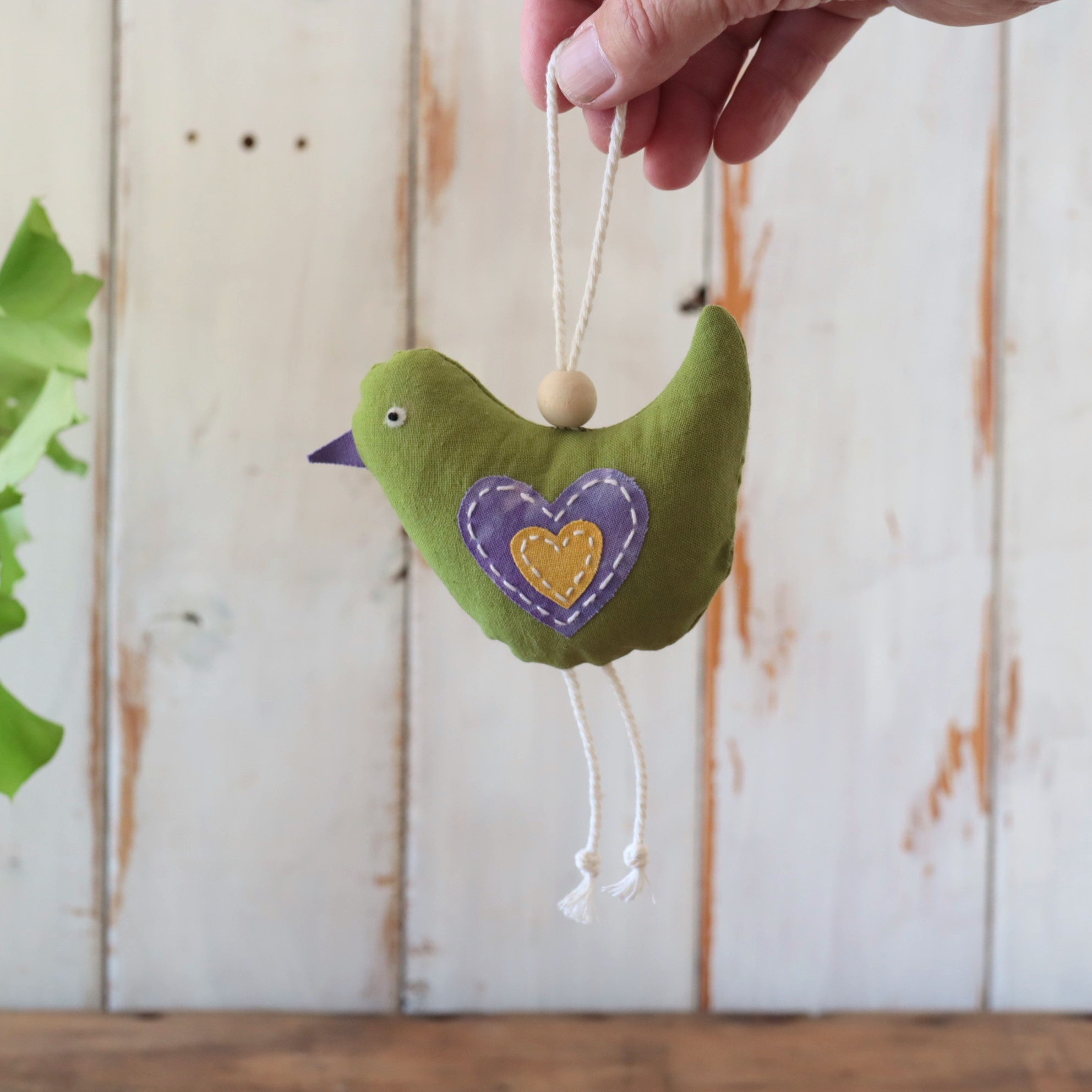 Bird Ornament Hand Dyed, Whymsical Bird Decoration, Love Bird.