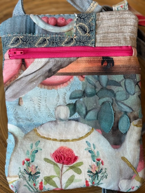 Crossbody Bag - Unique - Embroidered - Textile Art - Collage