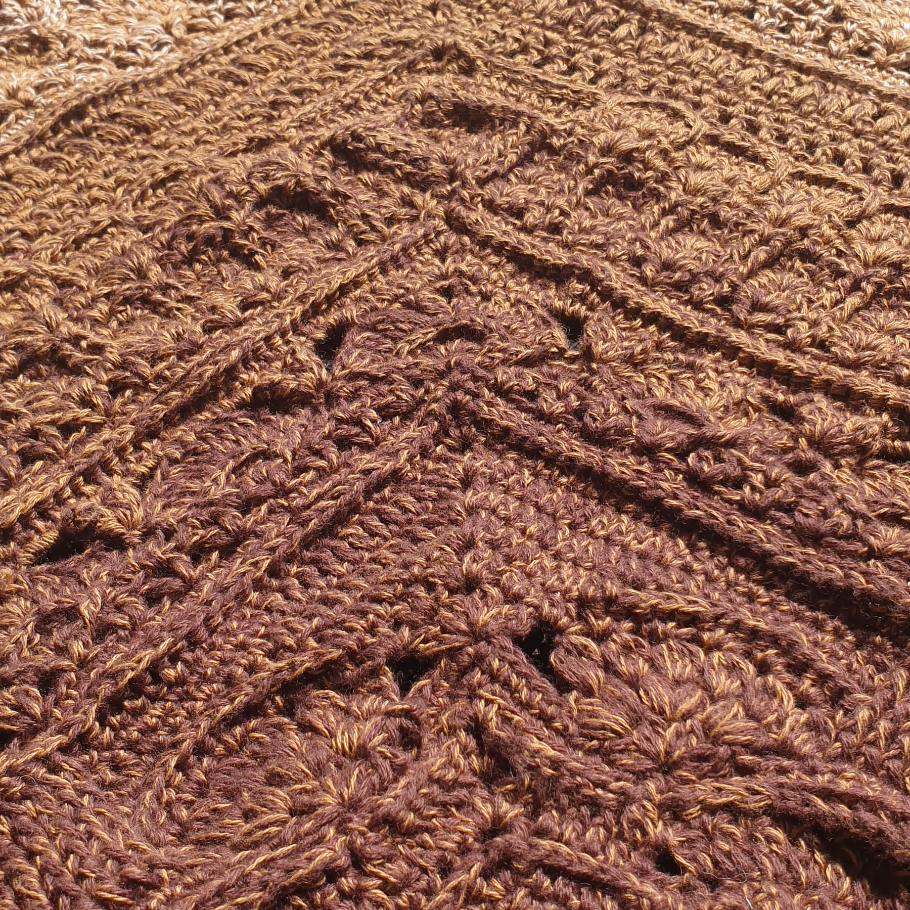 Gorgeous crochet chocolate caramel ripple throw
