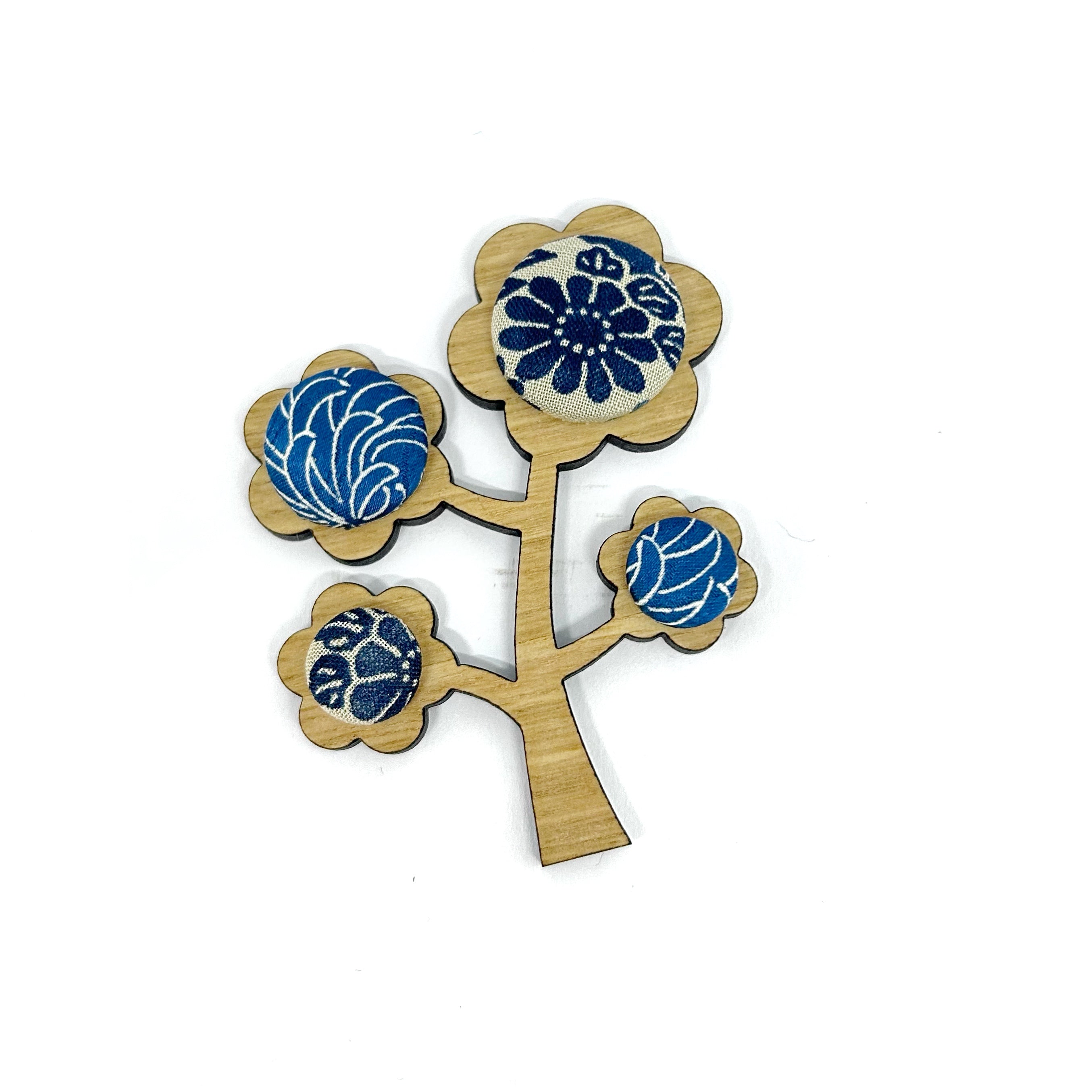 Kimono Tree Brooch - Cool Blues