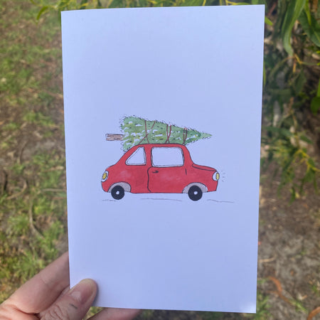 Christmas Car Blank Greeting Card