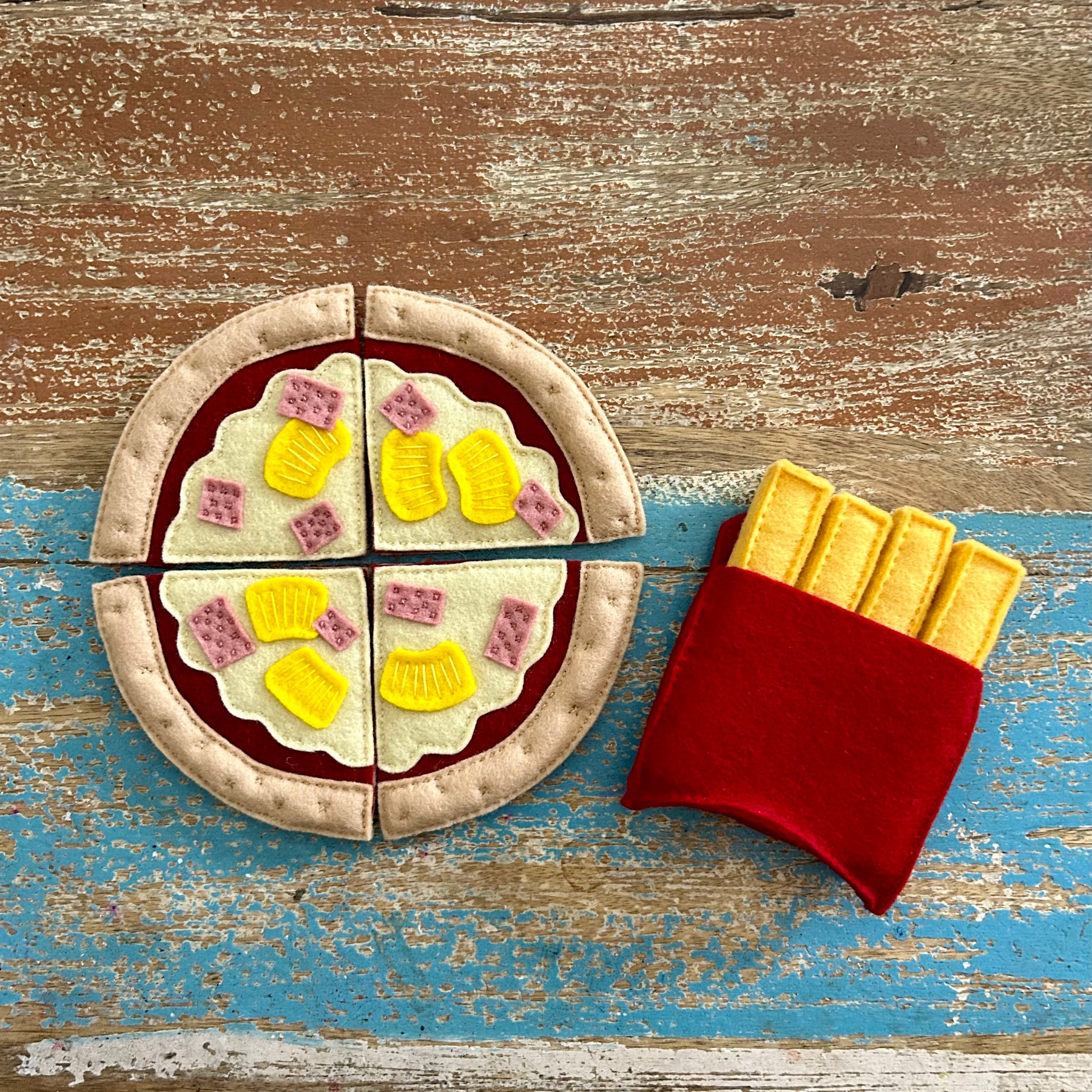 Easy dinner, pizza and fries bundle, felt play food