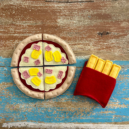 Easy dinner, pizza and fries bundle, felt play food