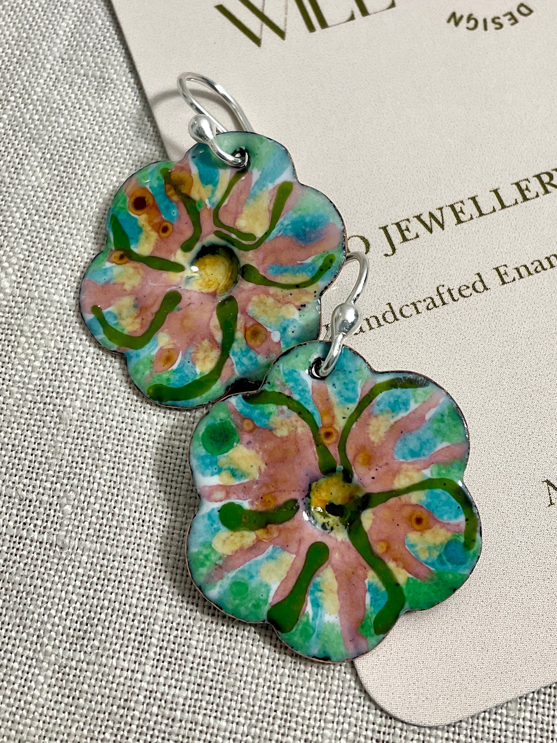 Flowers. Enamel earrings. Handmade