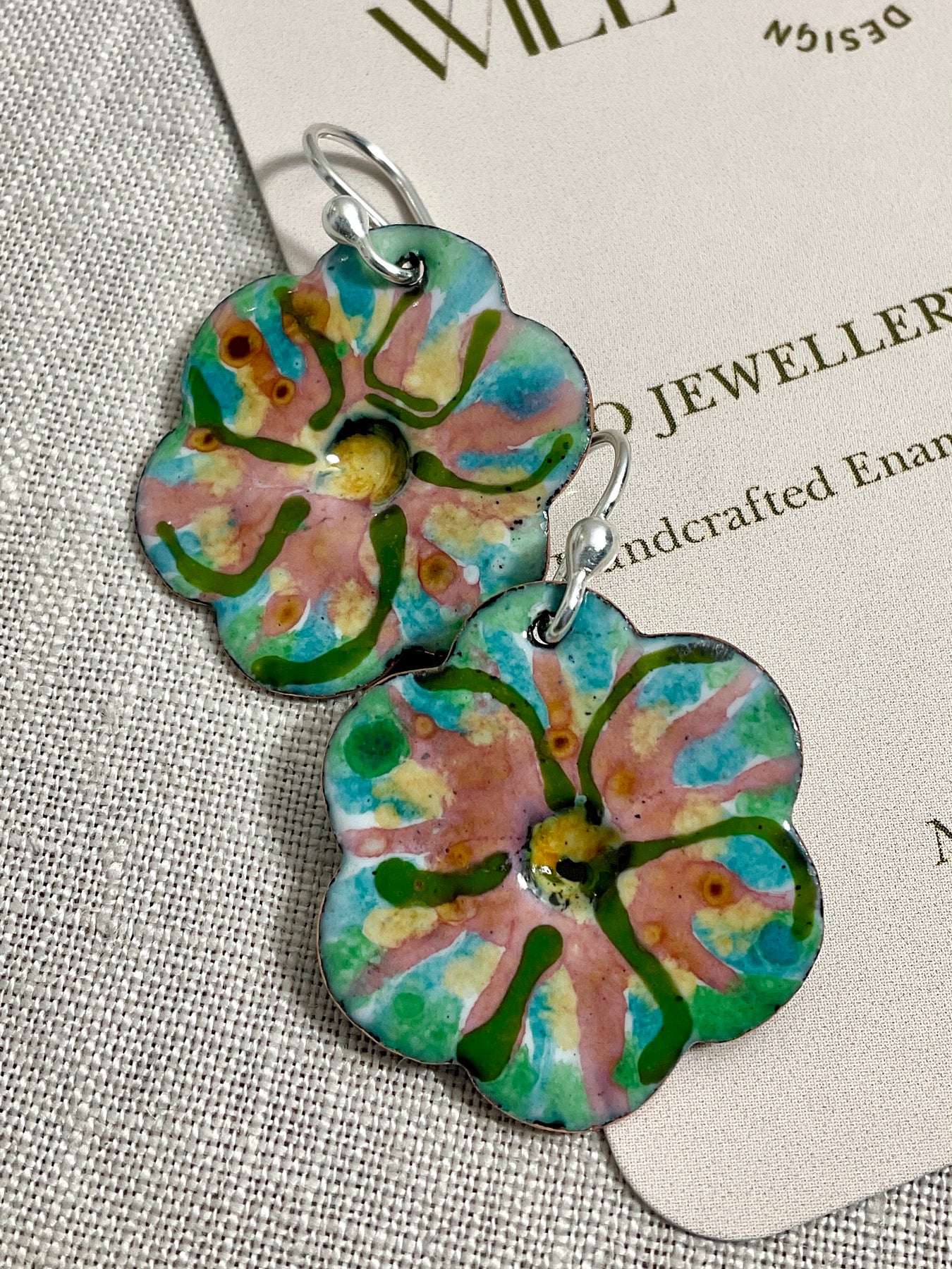 Flowers. Enamel earrings. Handmade