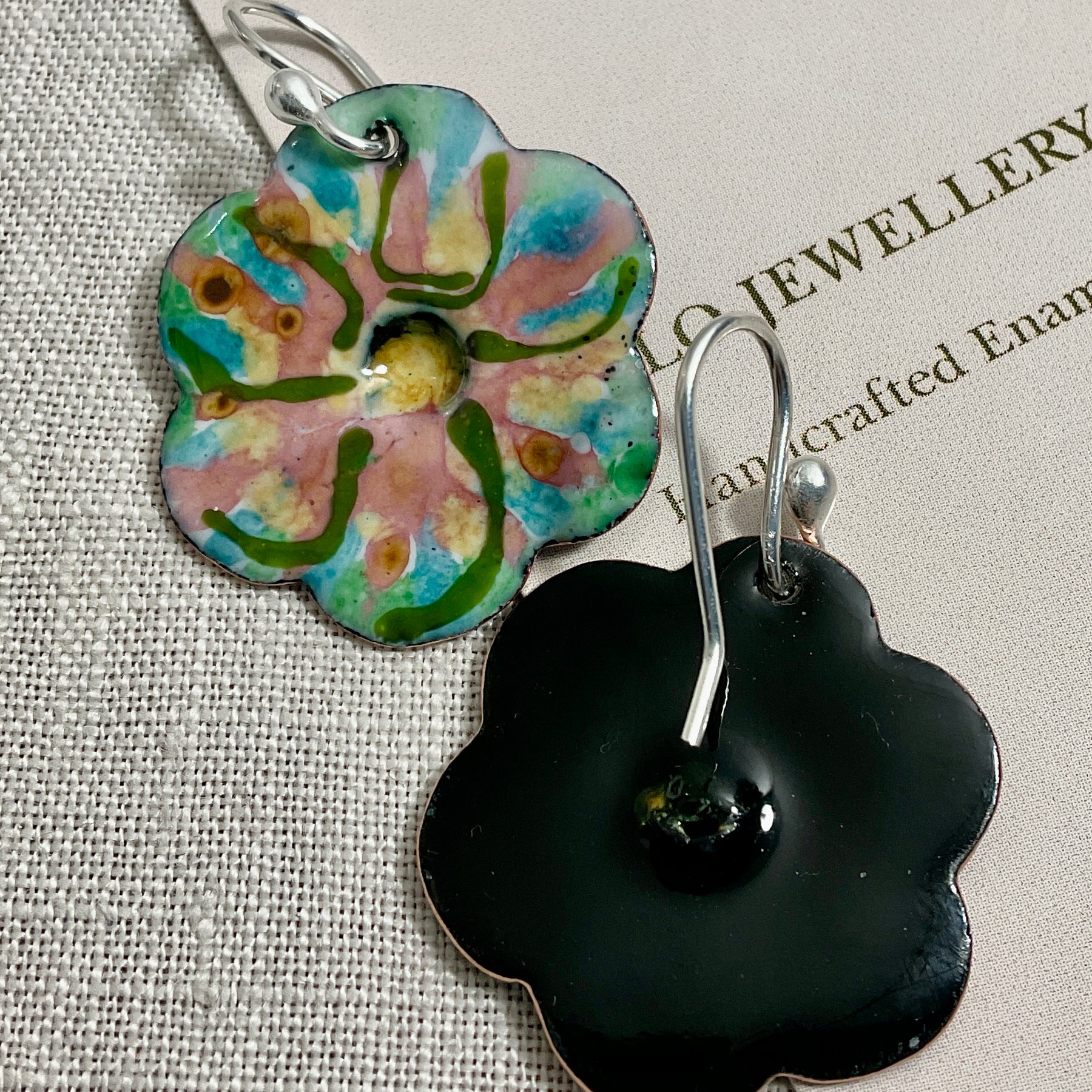 Flowers. Enamel earrings. Handmade