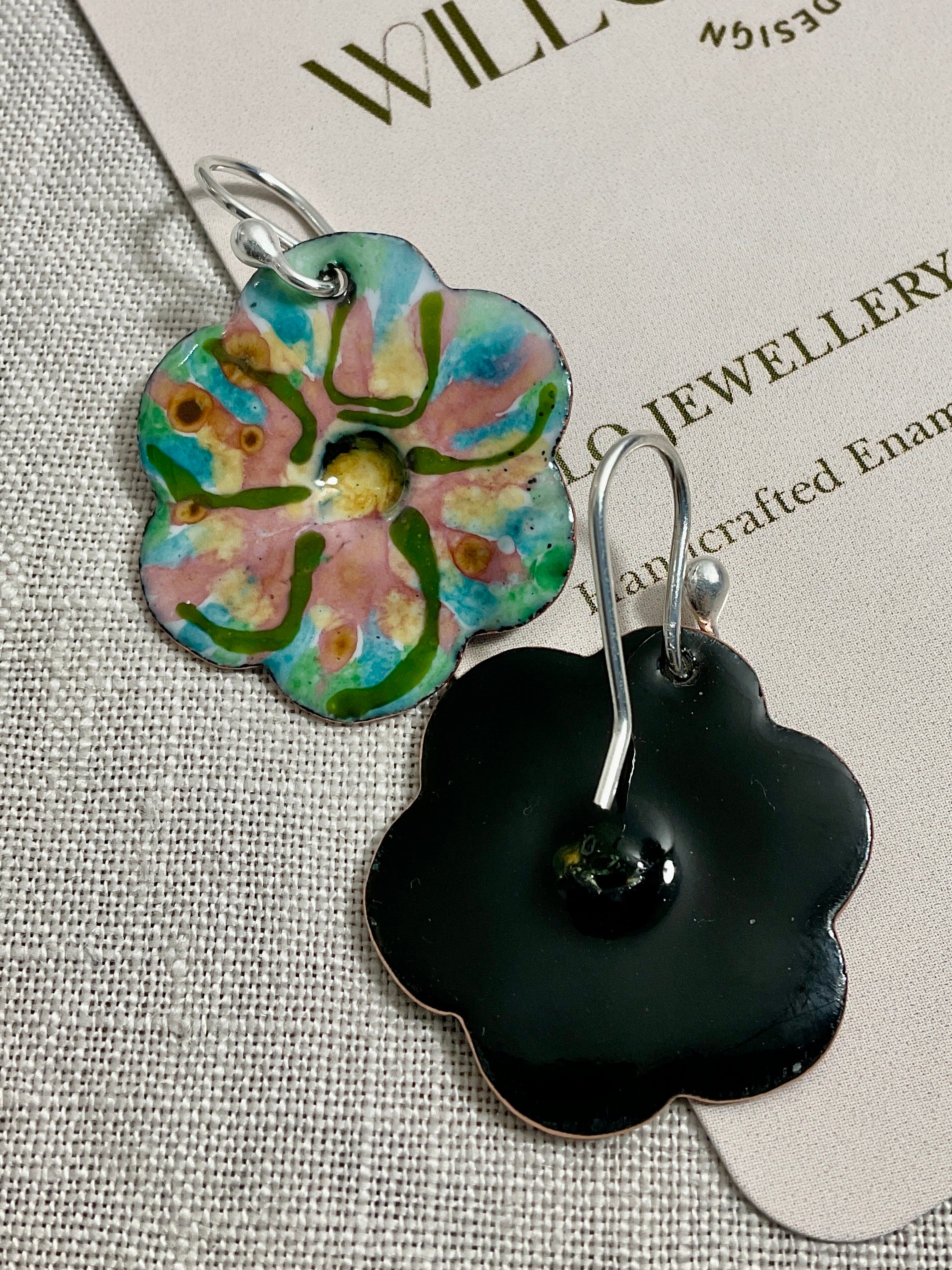Flowers. Enamel earrings. Handmade