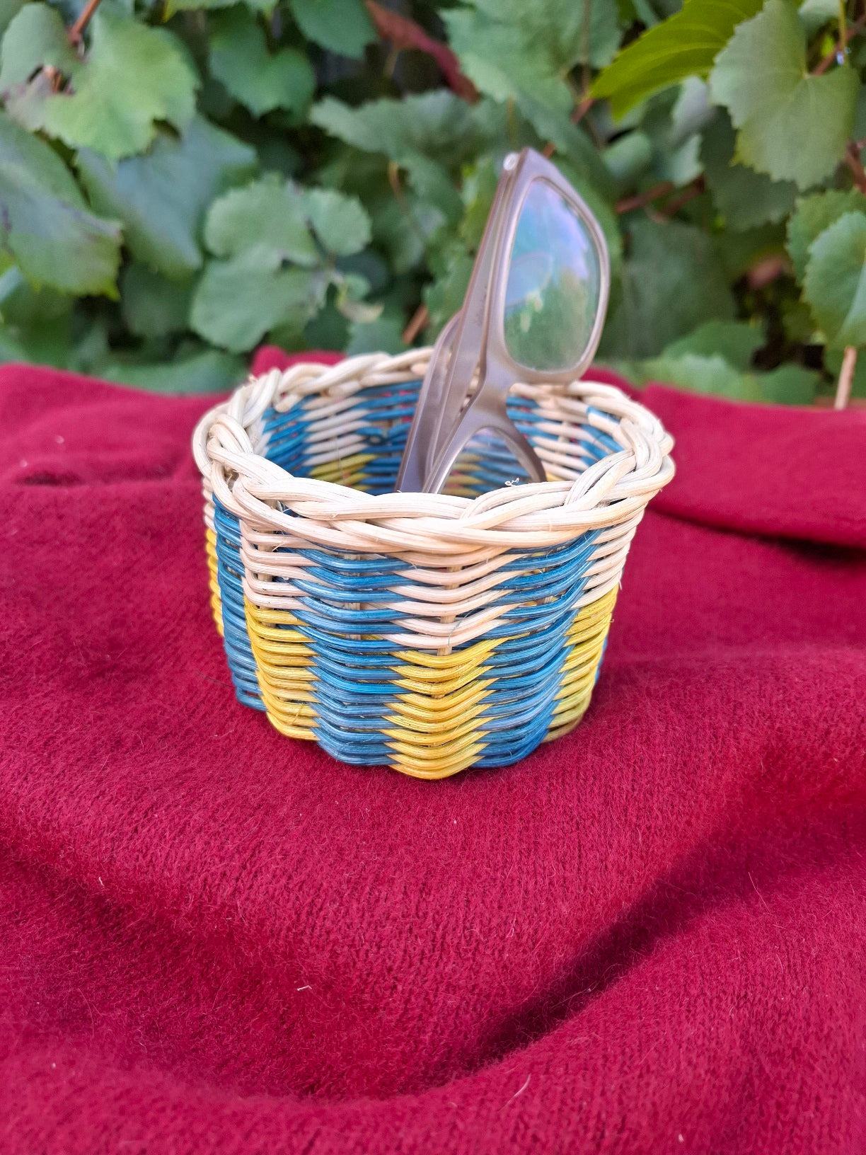 Small blue yellow basket