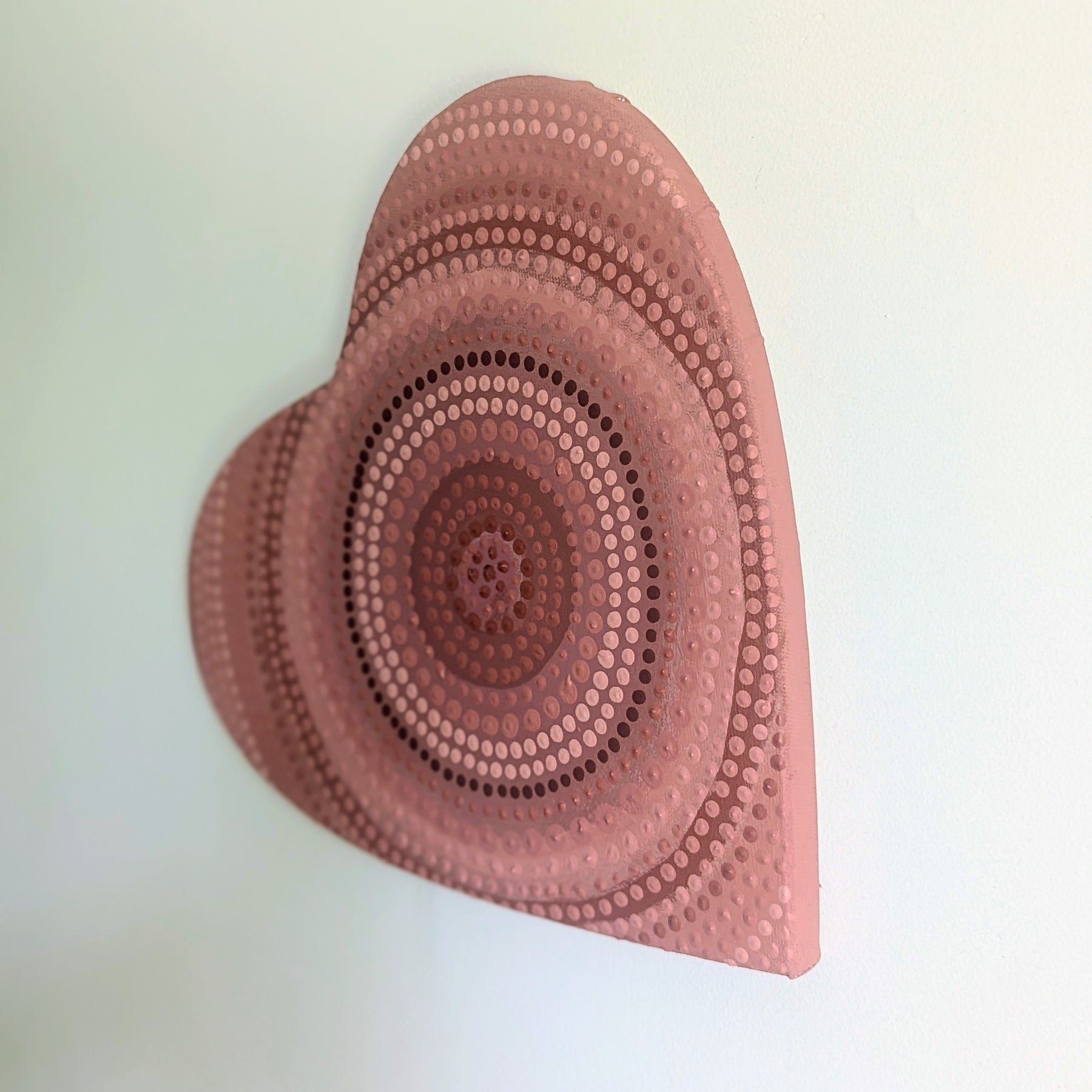 Hand painted Heart | Dot Art | Heart  Painting  Pink Clay