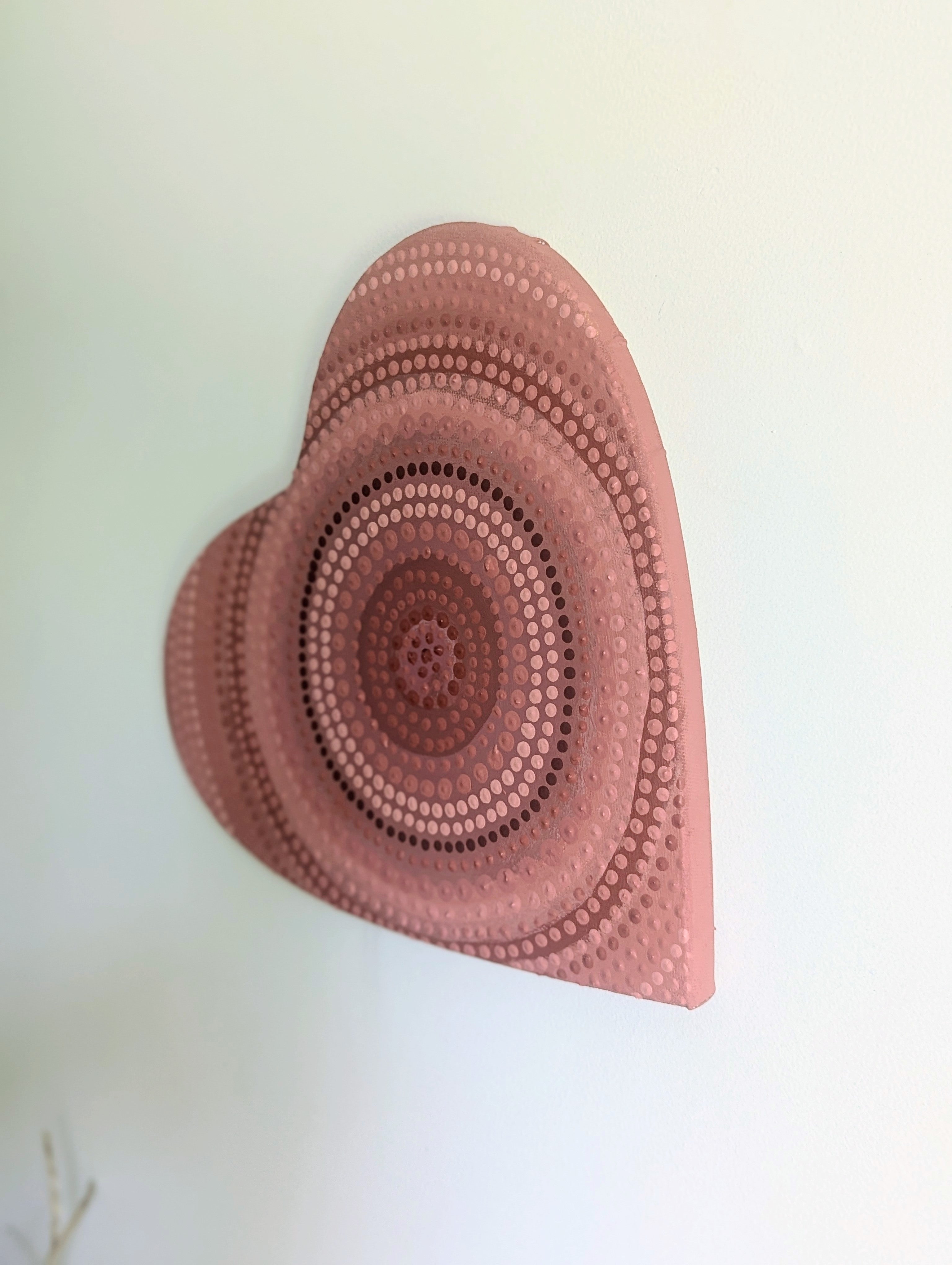 Hand painted Heart | Dot Art | Heart  Painting  Pink Clay