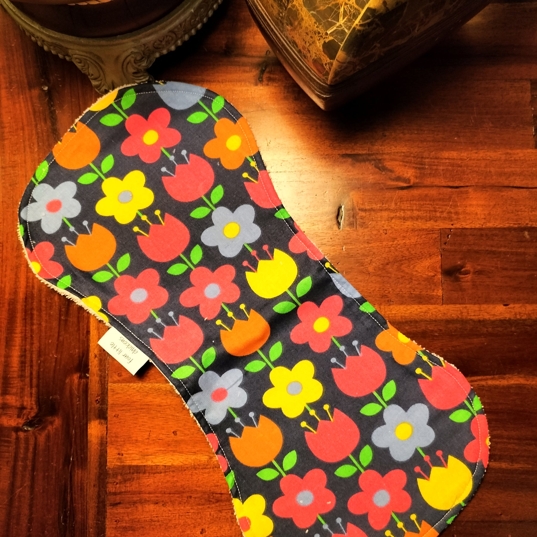 FLOWERS BURP CLOTH WITH BABY PINK TOWELLING