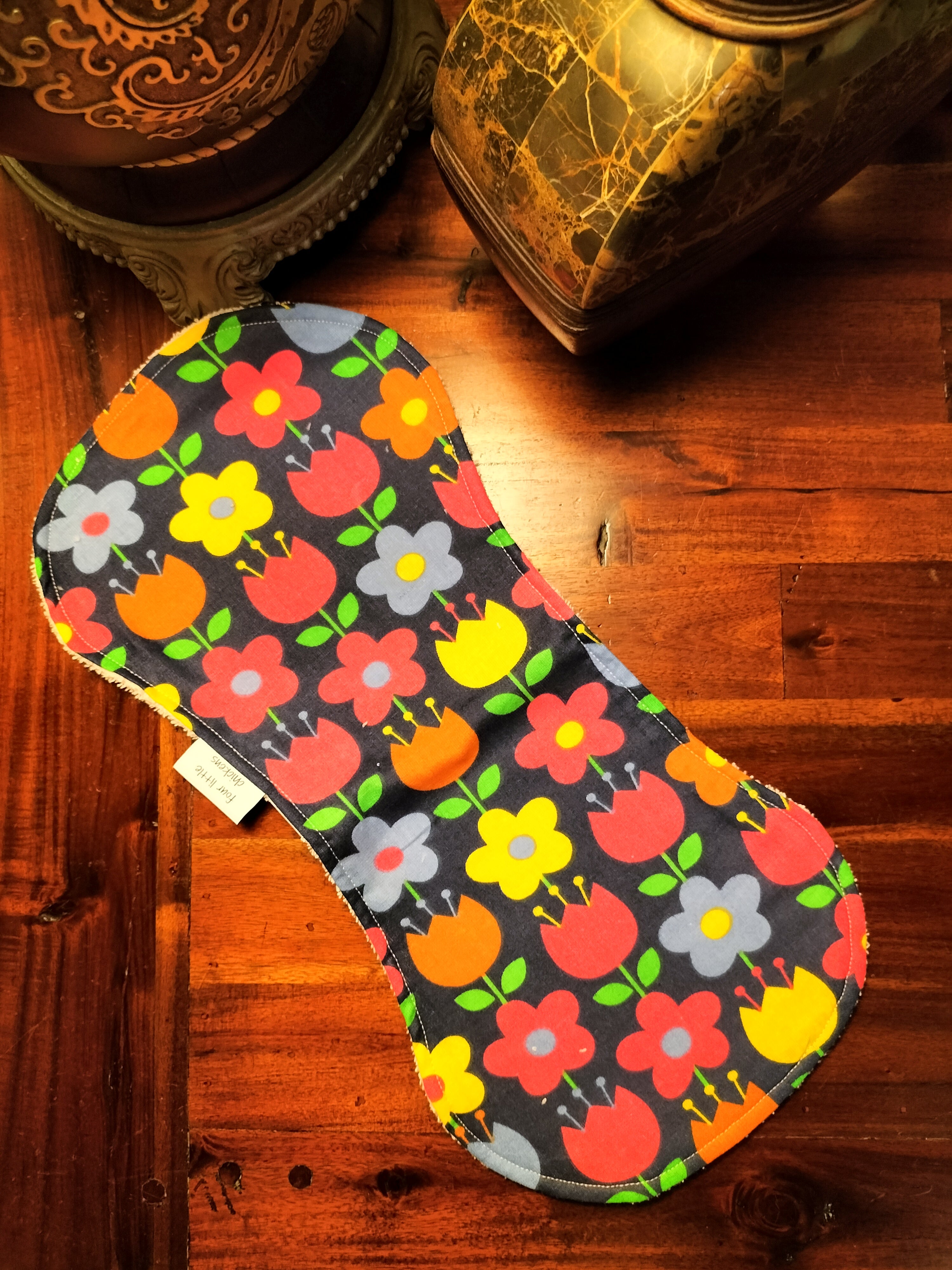 FLOWERS BURP CLOTH WITH BABY PINK TOWELLING