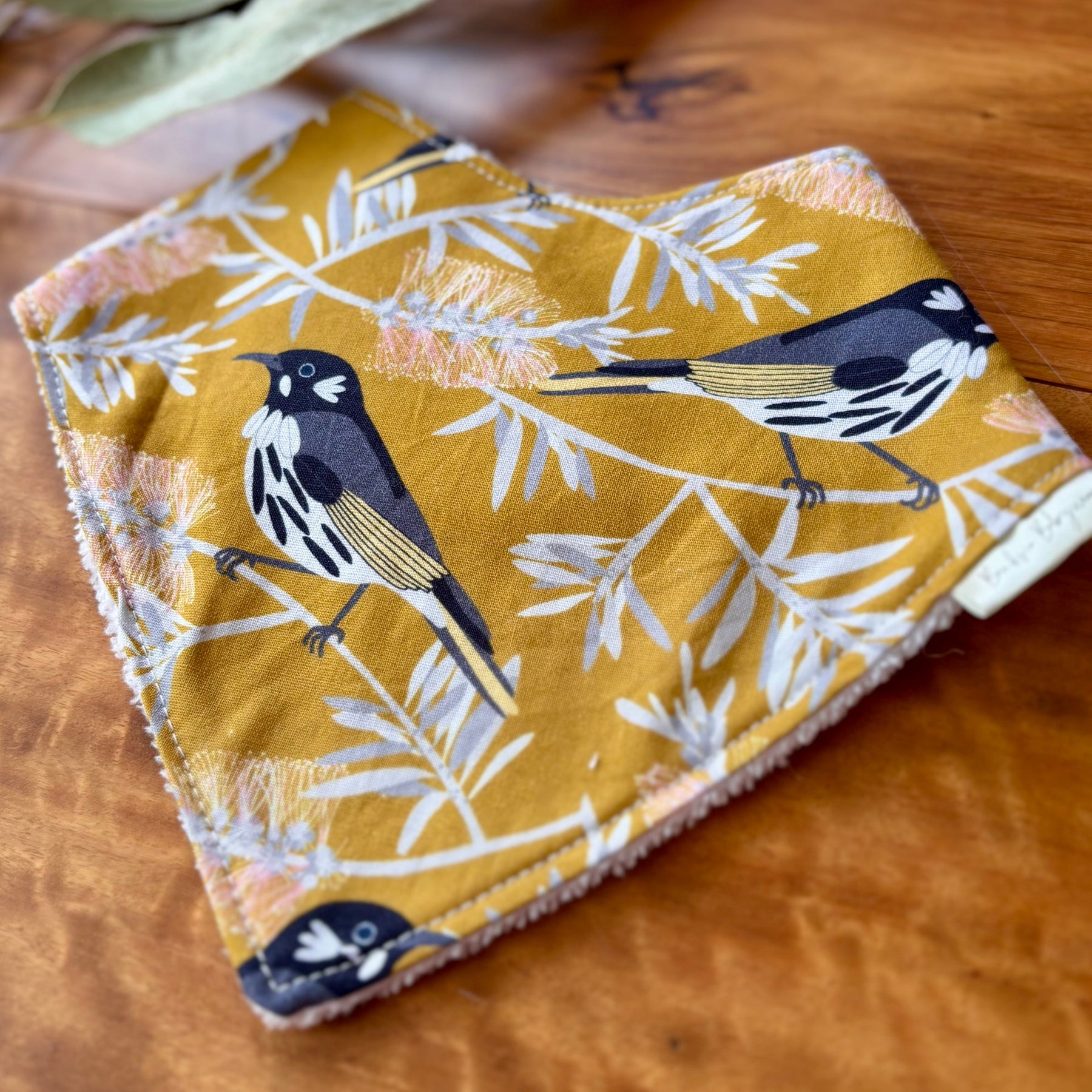 Baby Bib and Burp Cloth Set | Yellow Birds and Banksias | Ready to Ship