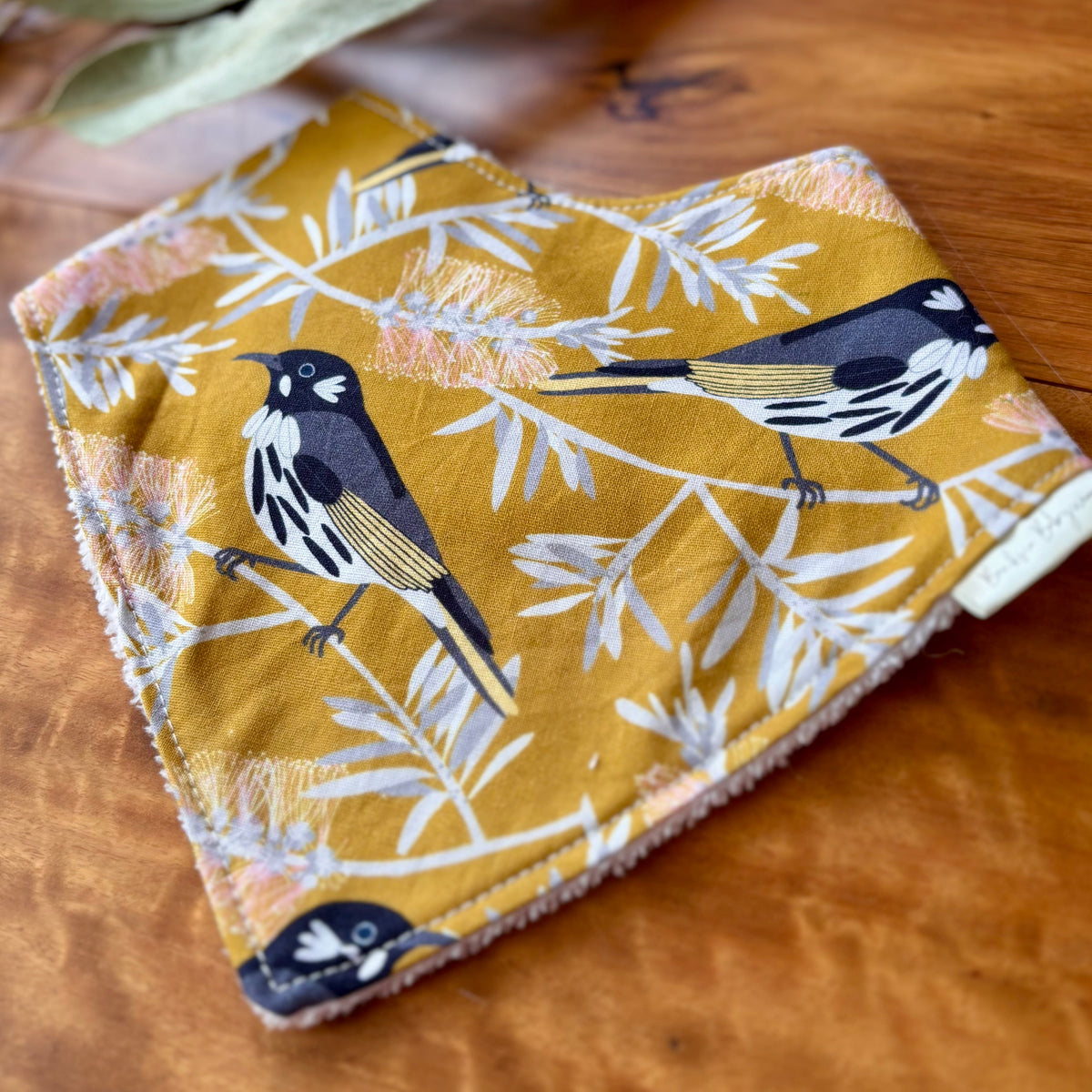 Baby Bib and Burp Cloth Set | Yellow Birds and Banksias | Ready to Ship
