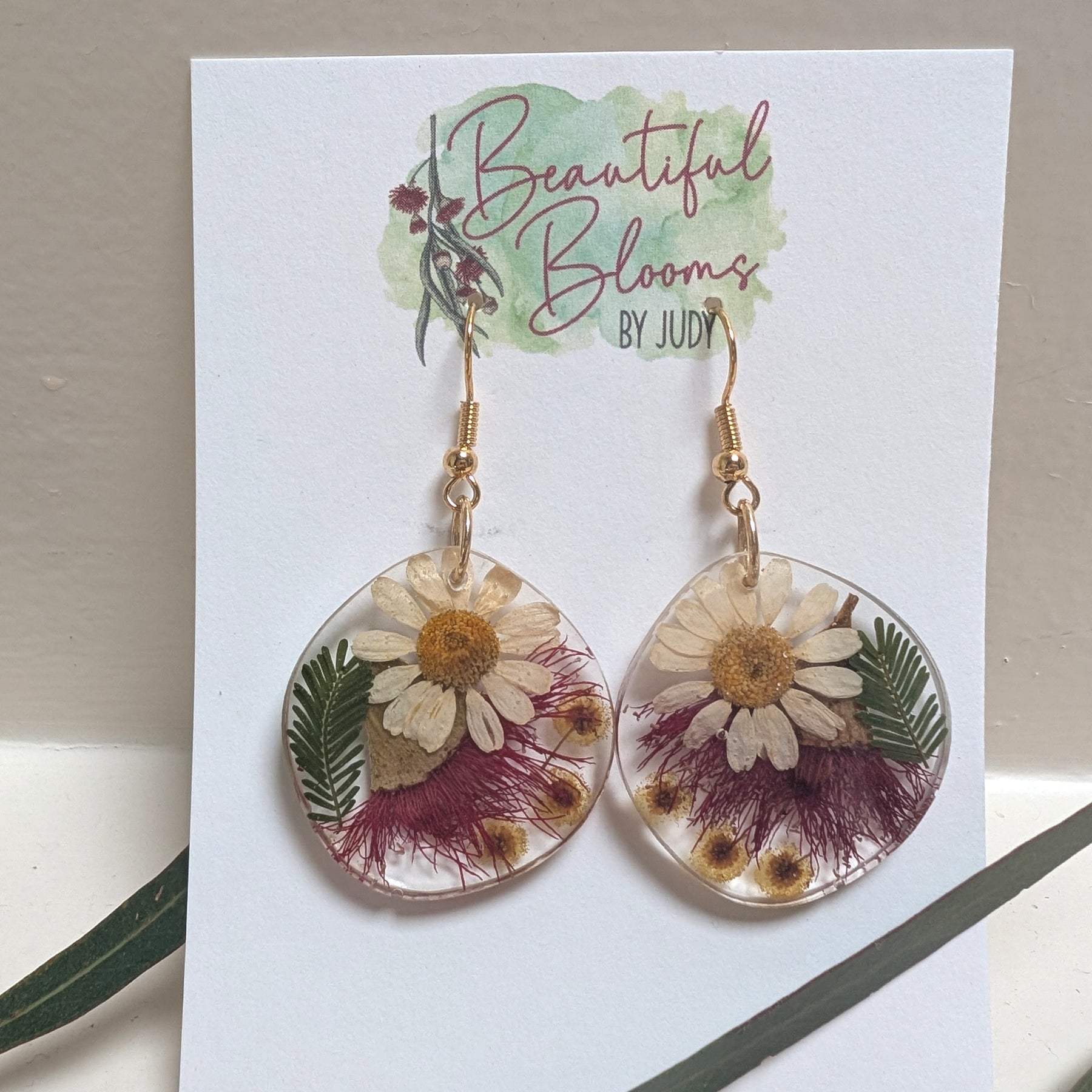 Red flowering gum, Aussie native earrings