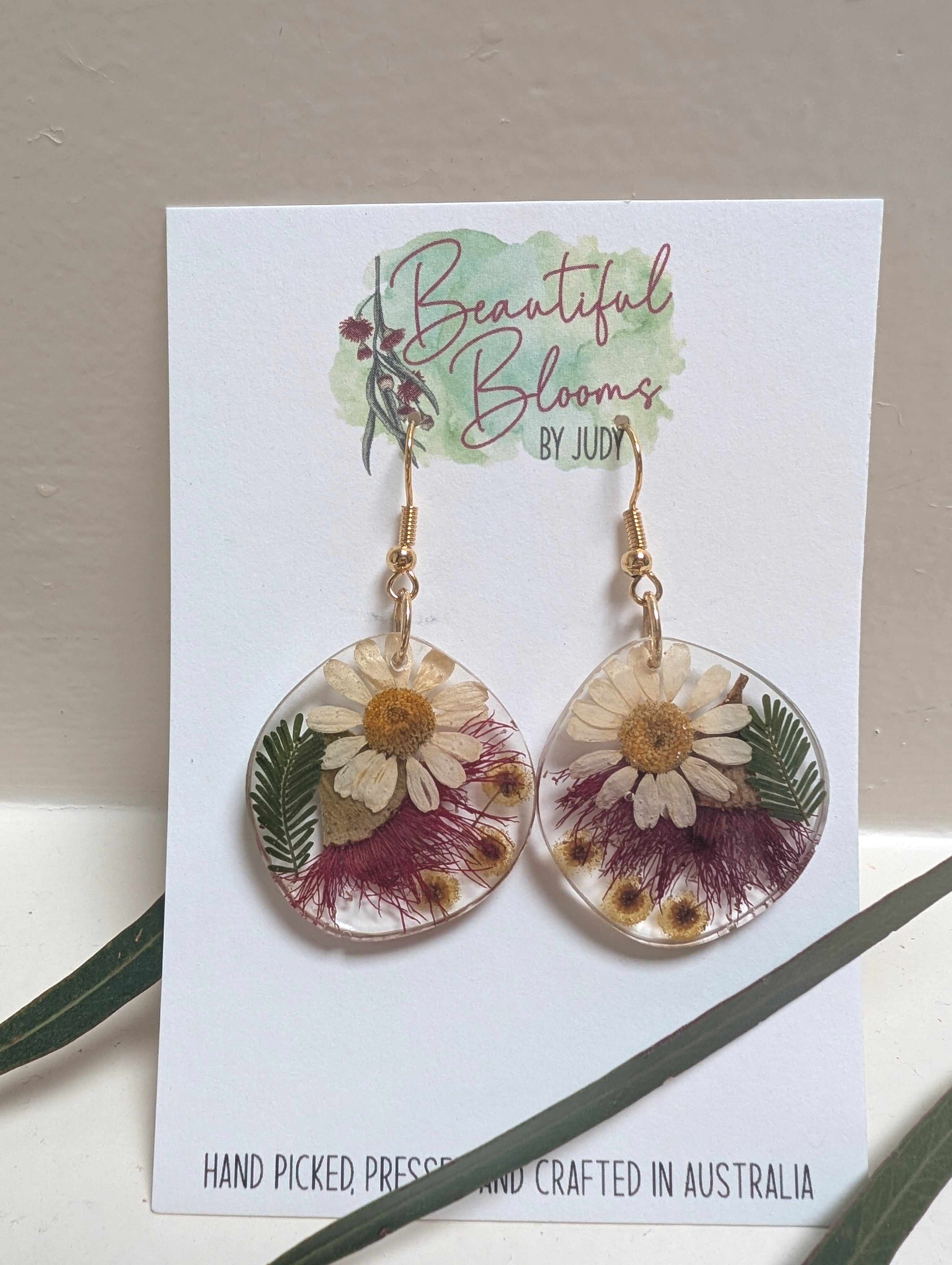 Red flowering gum, Aussie native earrings