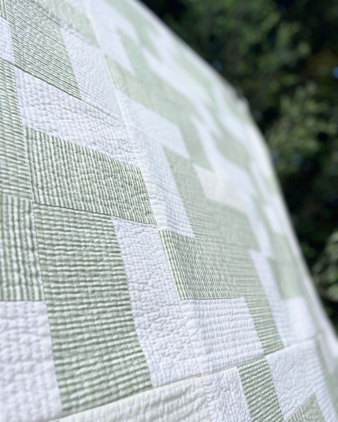 Wheatgrass Quilt - Soft Green & White Patchwork