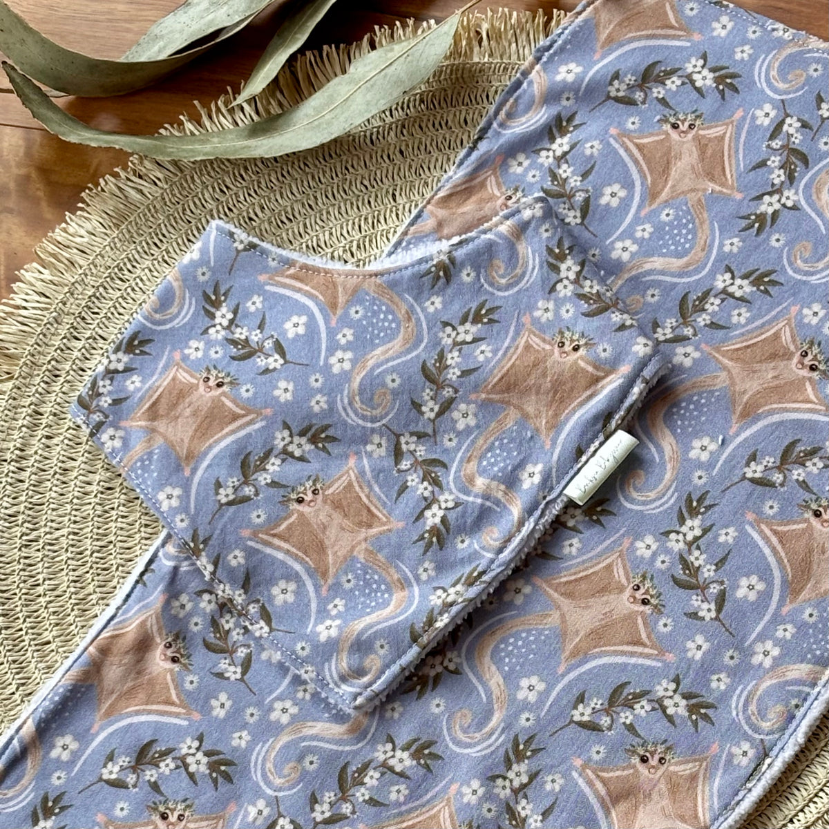 Baby Bib and Burp Cloth Set | Sugar Gliders | Made to order