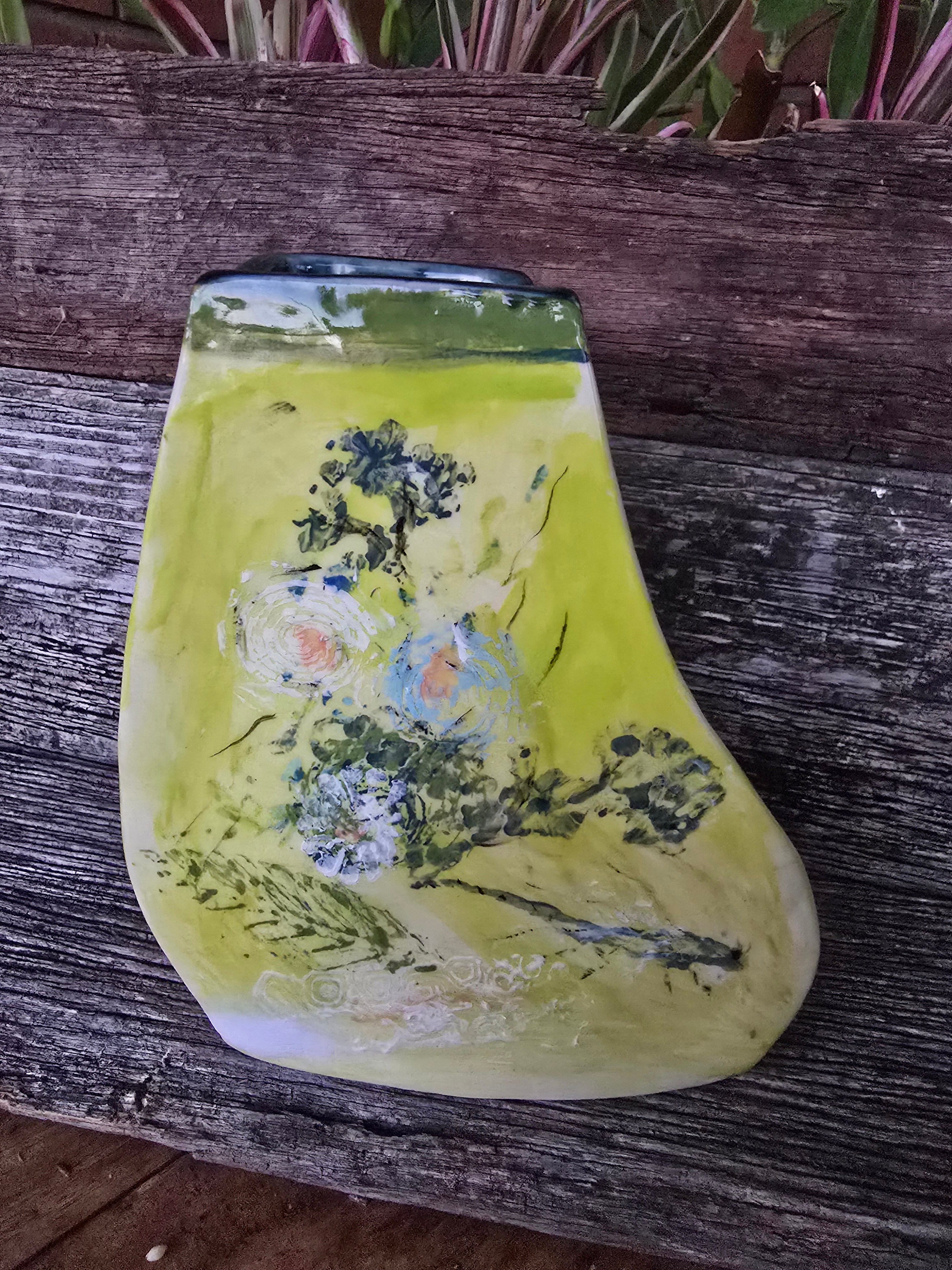 Whimsical hand painted and printed vase