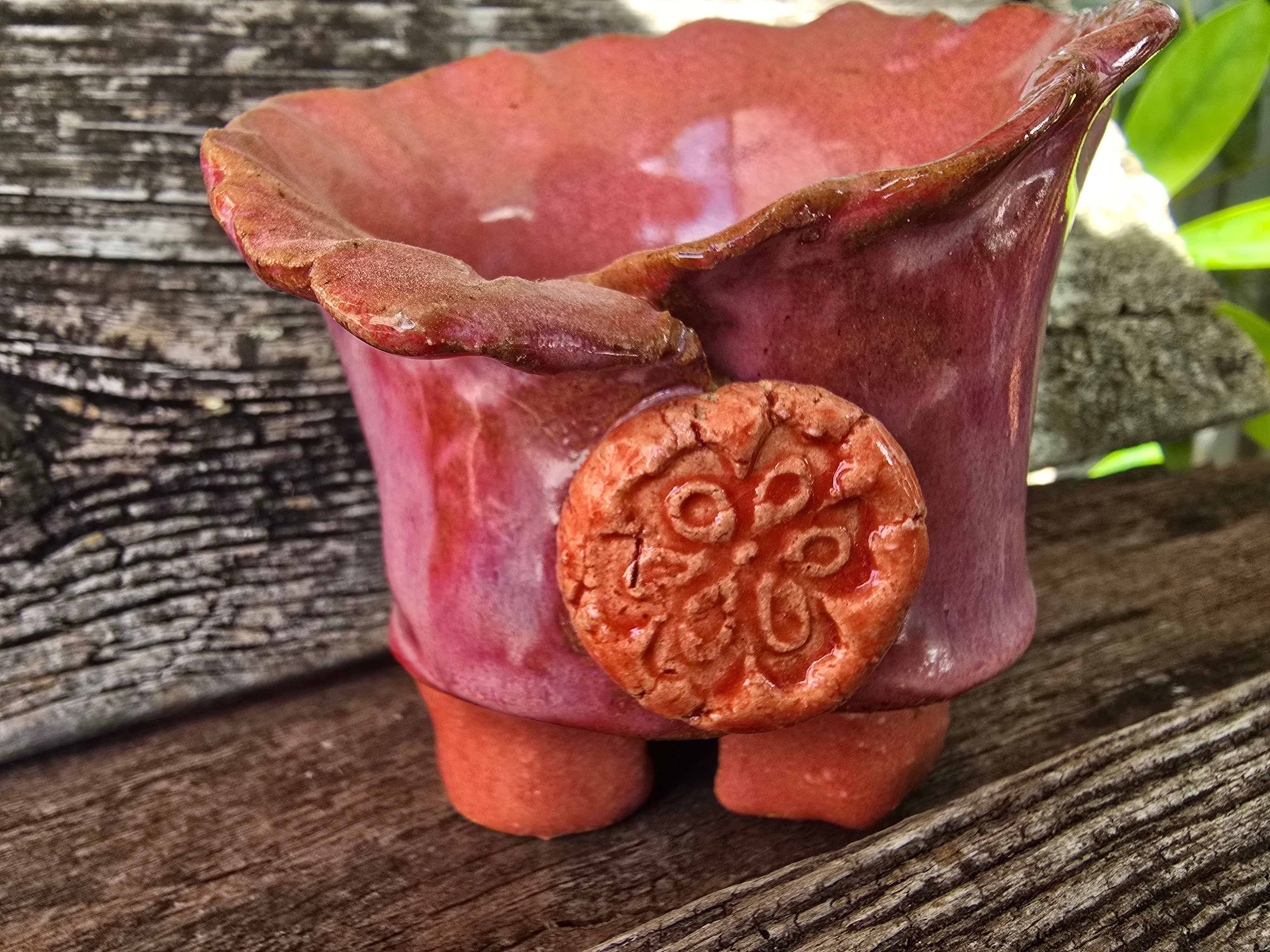 Whimsical pink and orange trinket bowl