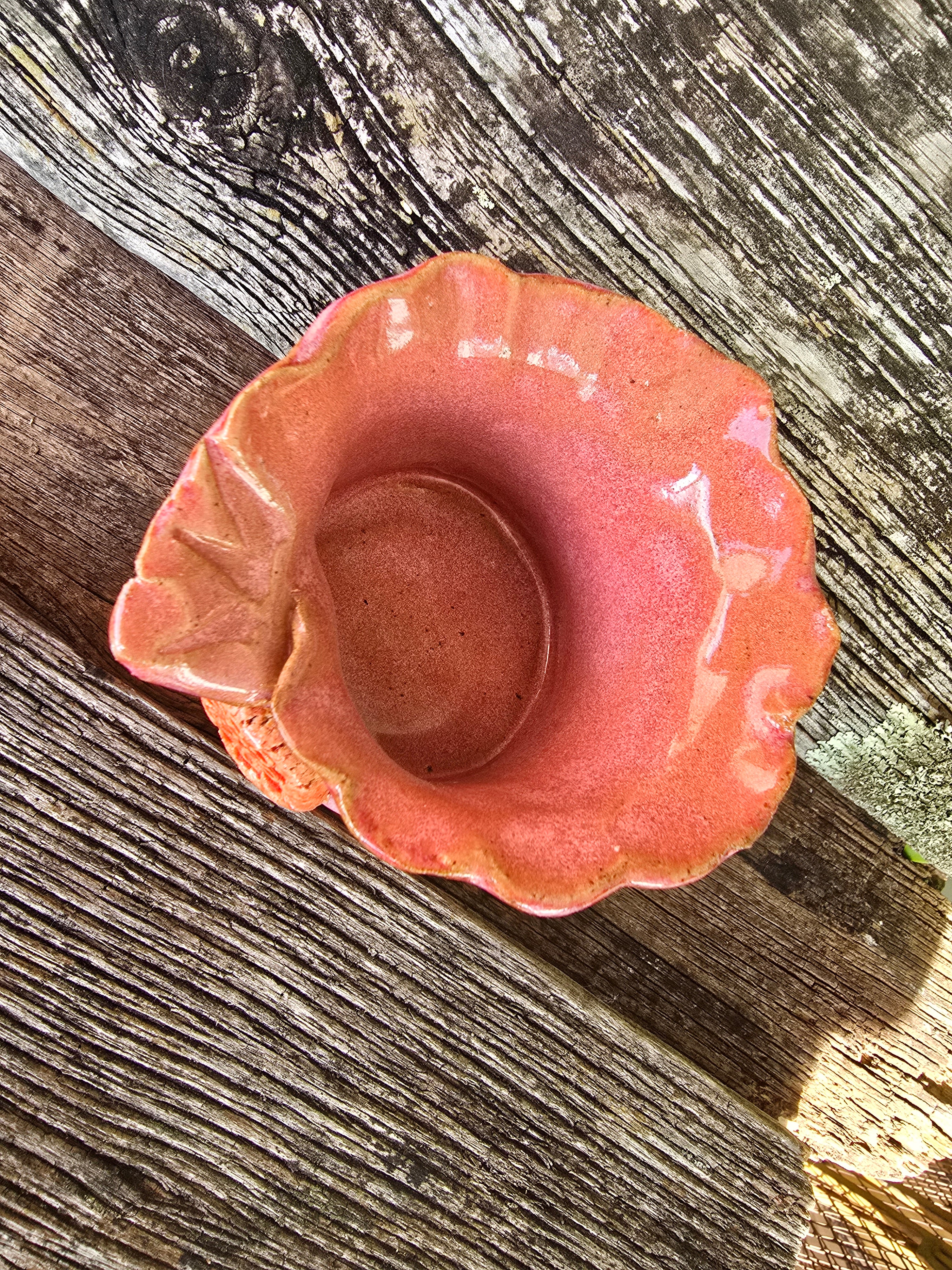 Whimsical pink and orange trinket bowl