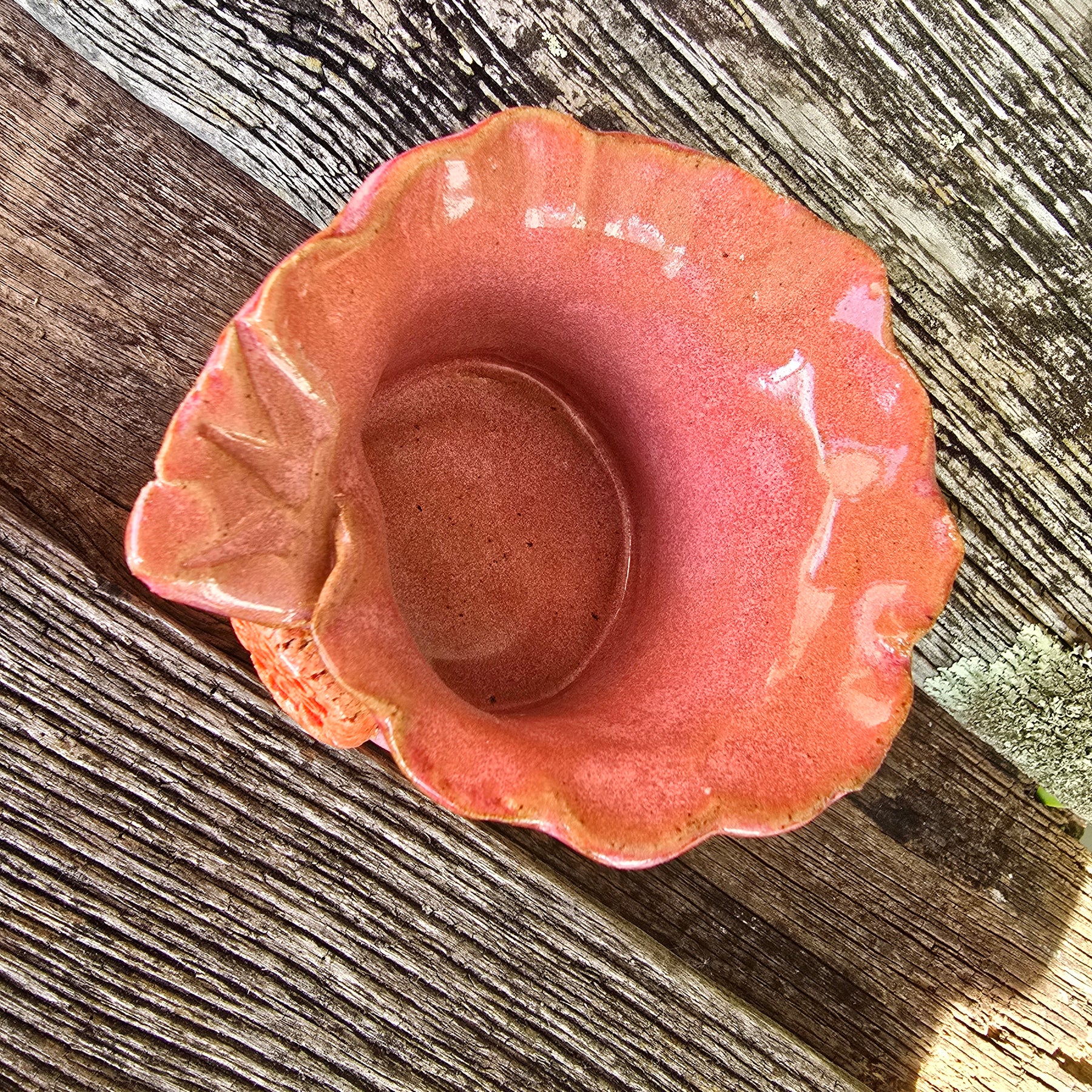 Whimsical pink and orange trinket bowl