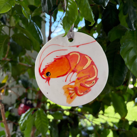 Australian Christmas Ceramic, Hand Painted Ornaments - Prawns and Christmas Beetles 2025