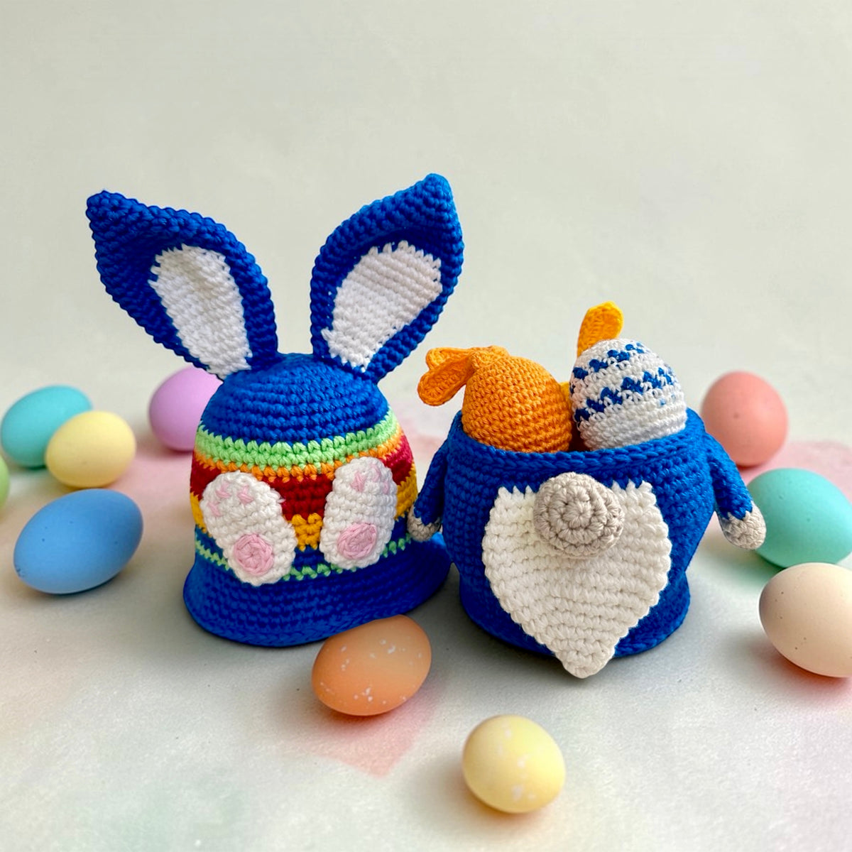 Crochet Bunny Ears Easter Gnome Basket