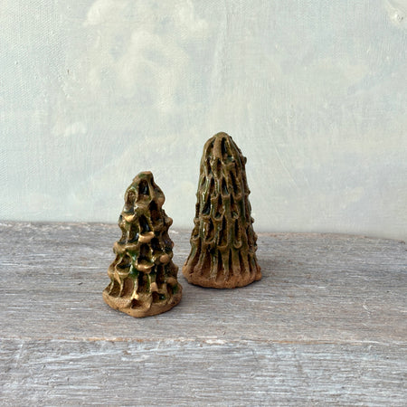 Two small ceramic Christmas Trees in Green