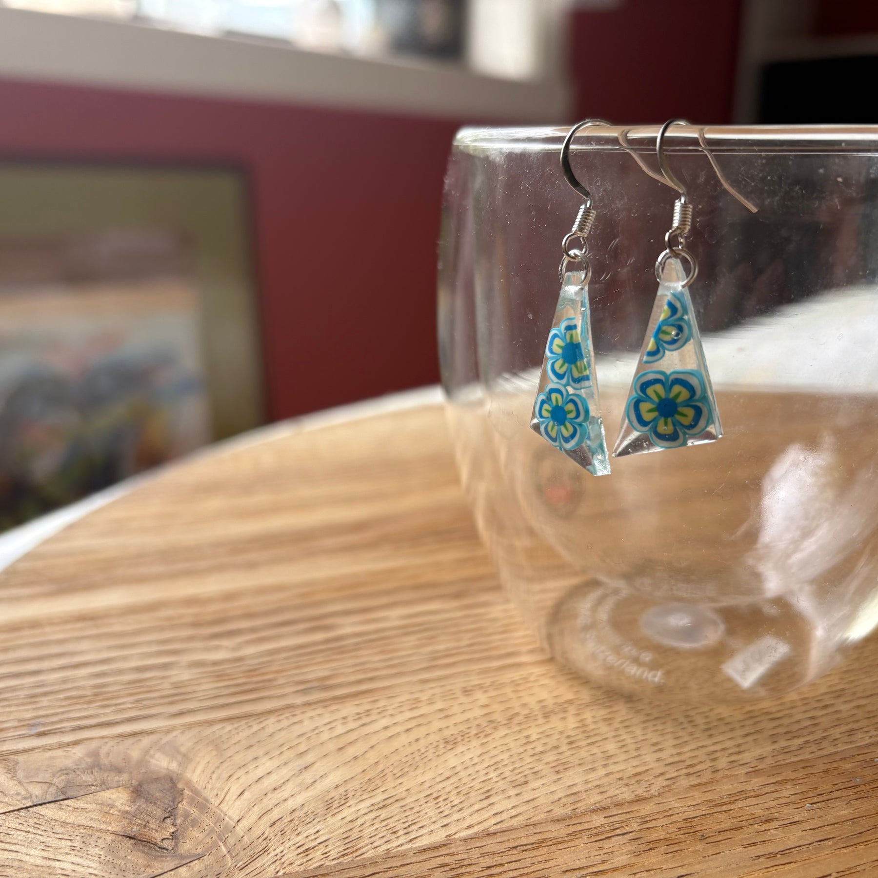 Light blue flowers resin earrings