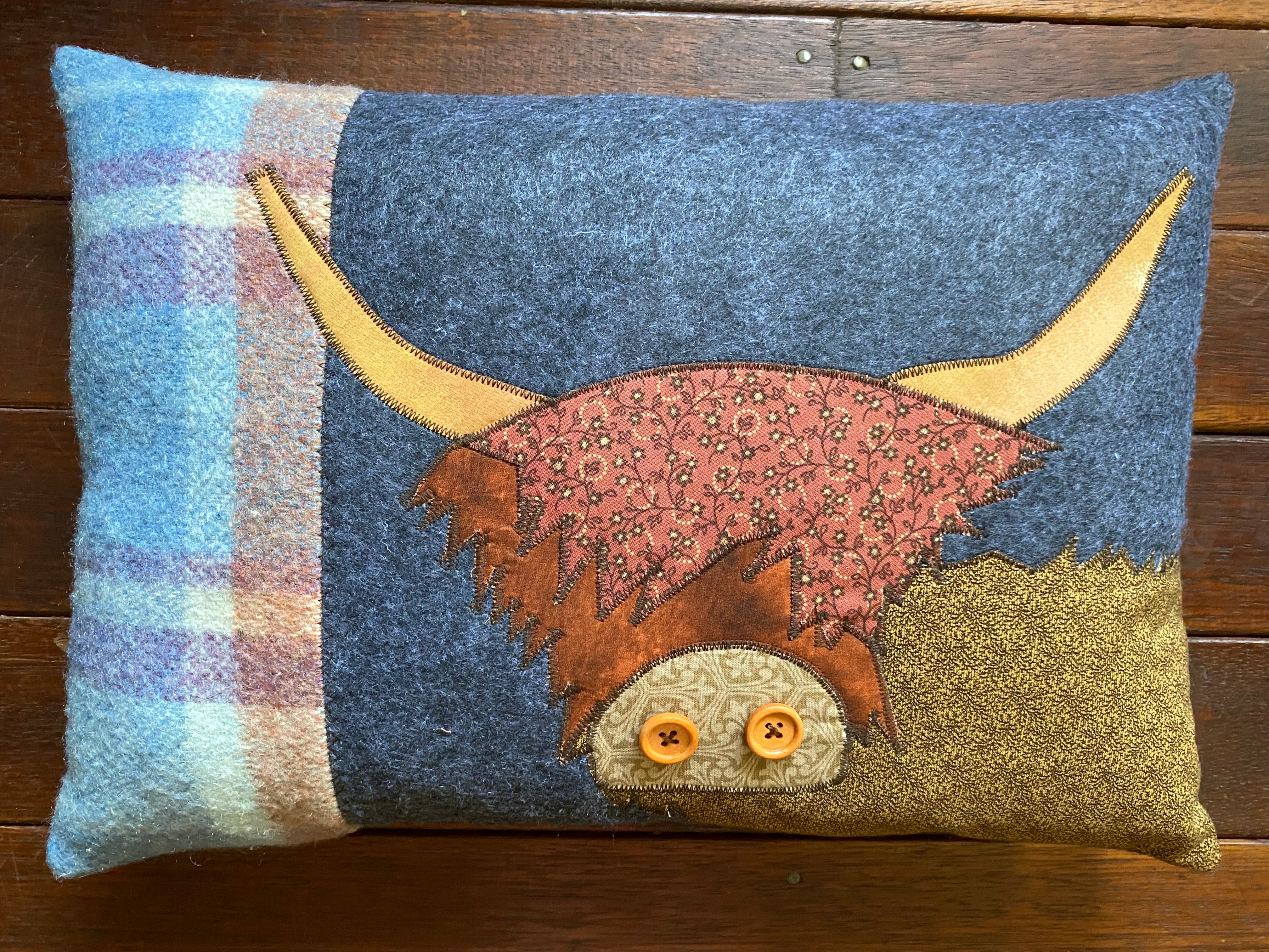 Upcycled Highland Cow Cushion