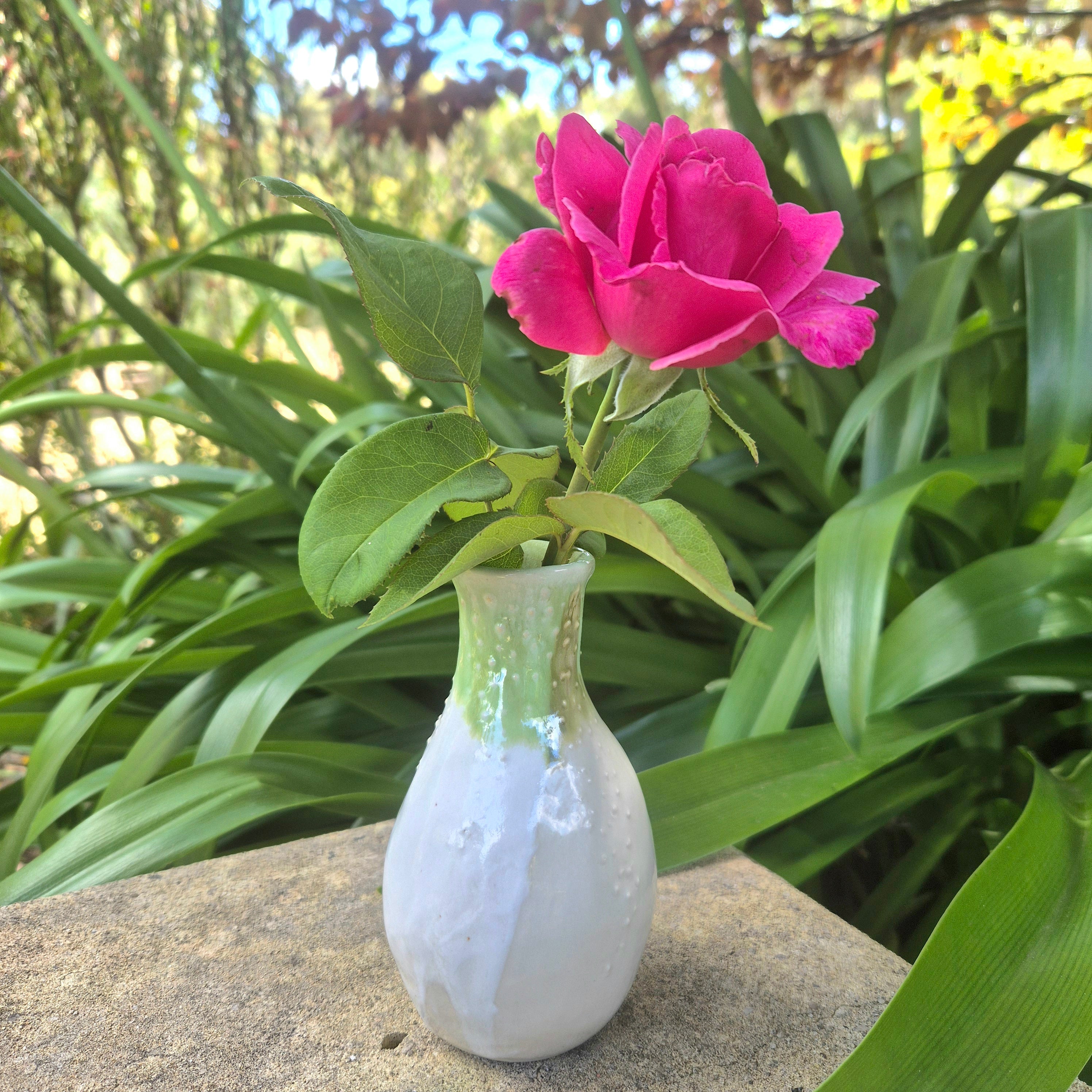 White Bud Vase - Handmade Posy Vase - Elegance