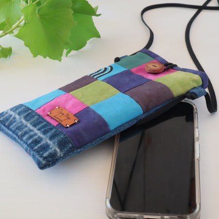 Hand Dyed Patchwork Phone pouches, Crossbody Phone bags
