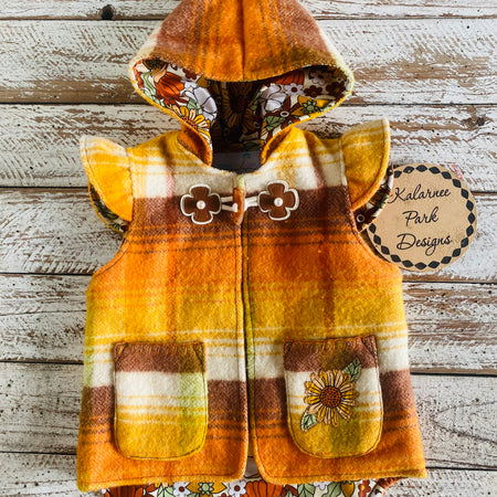 Autumn Style Vintage Wool Blanket Upcycled Vest Size 2