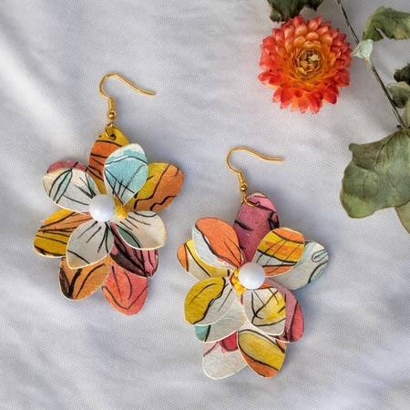 Handmade Summer Bloom Paper Earrings – Seaside Inspired Statement Jewellery