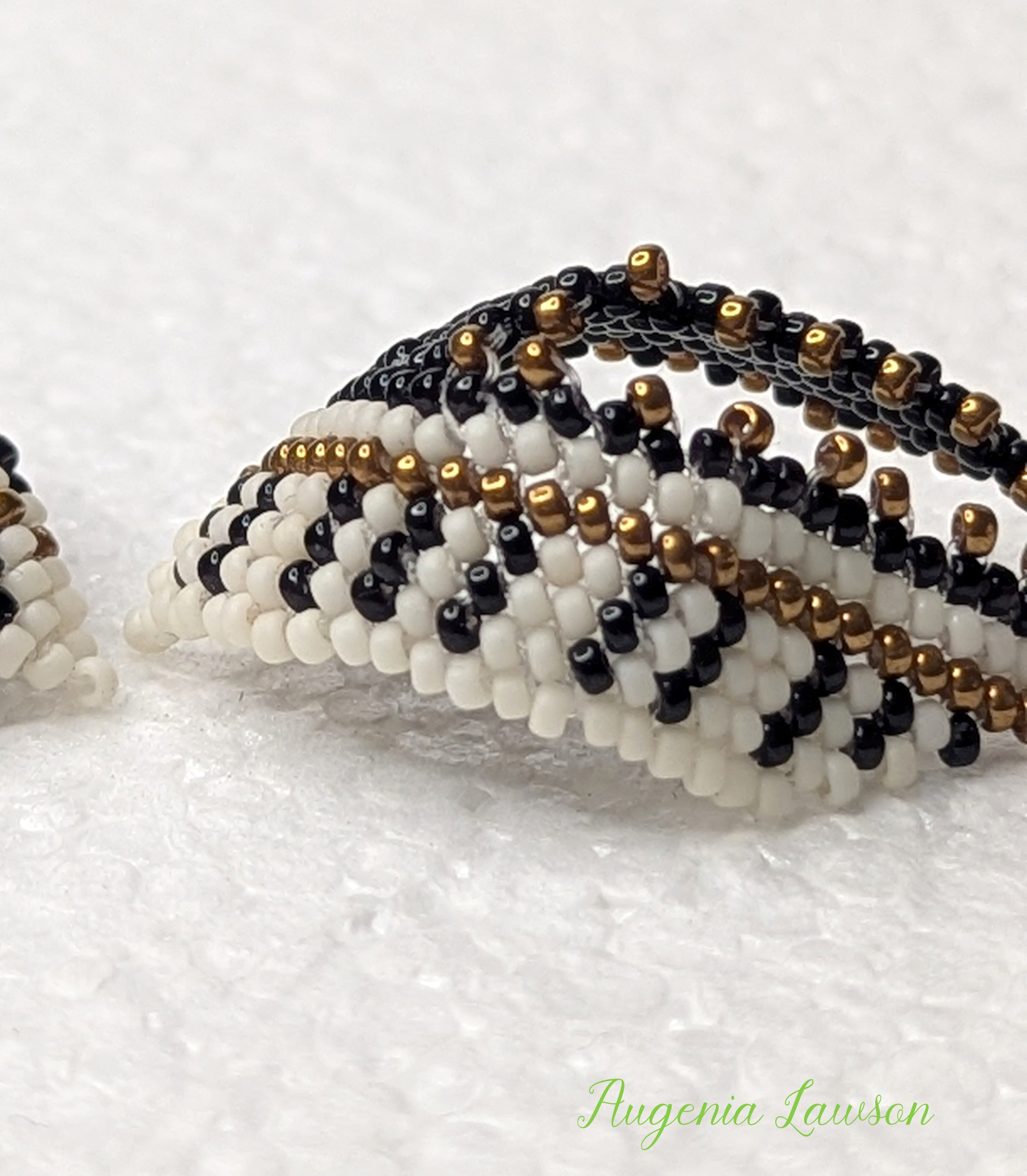 Piano Style Beaded Earrings – Handmade Seed Bead Weaving