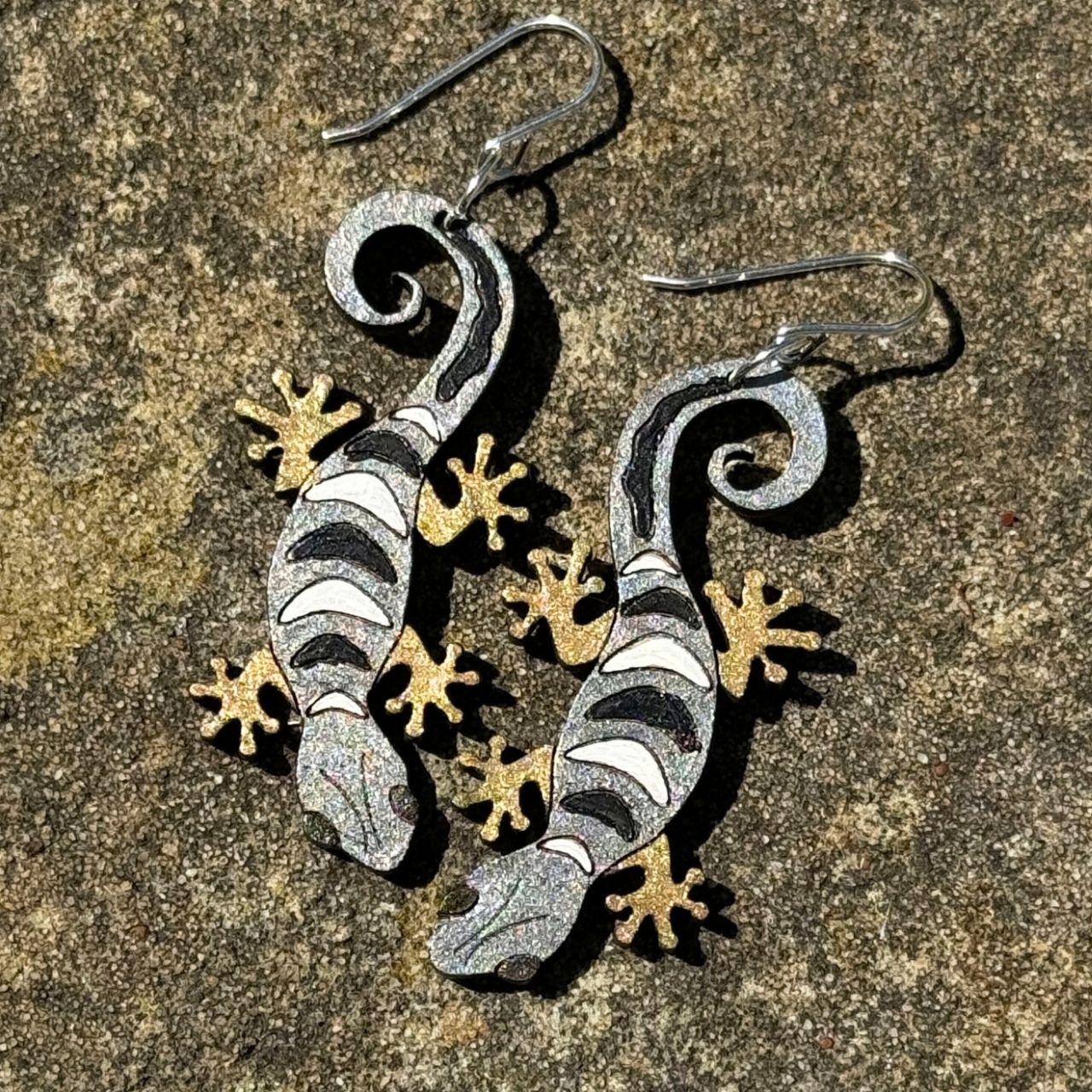 Australian Gecko Hand Painted Earrings
