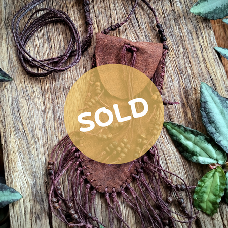 •| MEDICINE POUCH |• leather wood beads ~ a keep safe