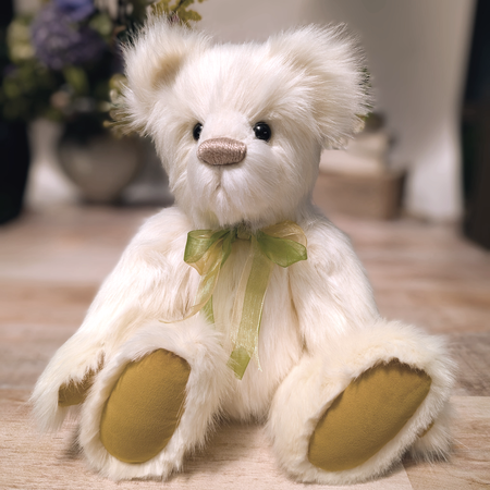 Handmade Cream Plush Teddy Bear: Collectible Artist Bear