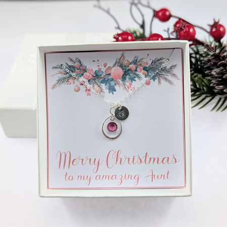 Aunt Christmas Gift Sterling Silver Personalized Necklace