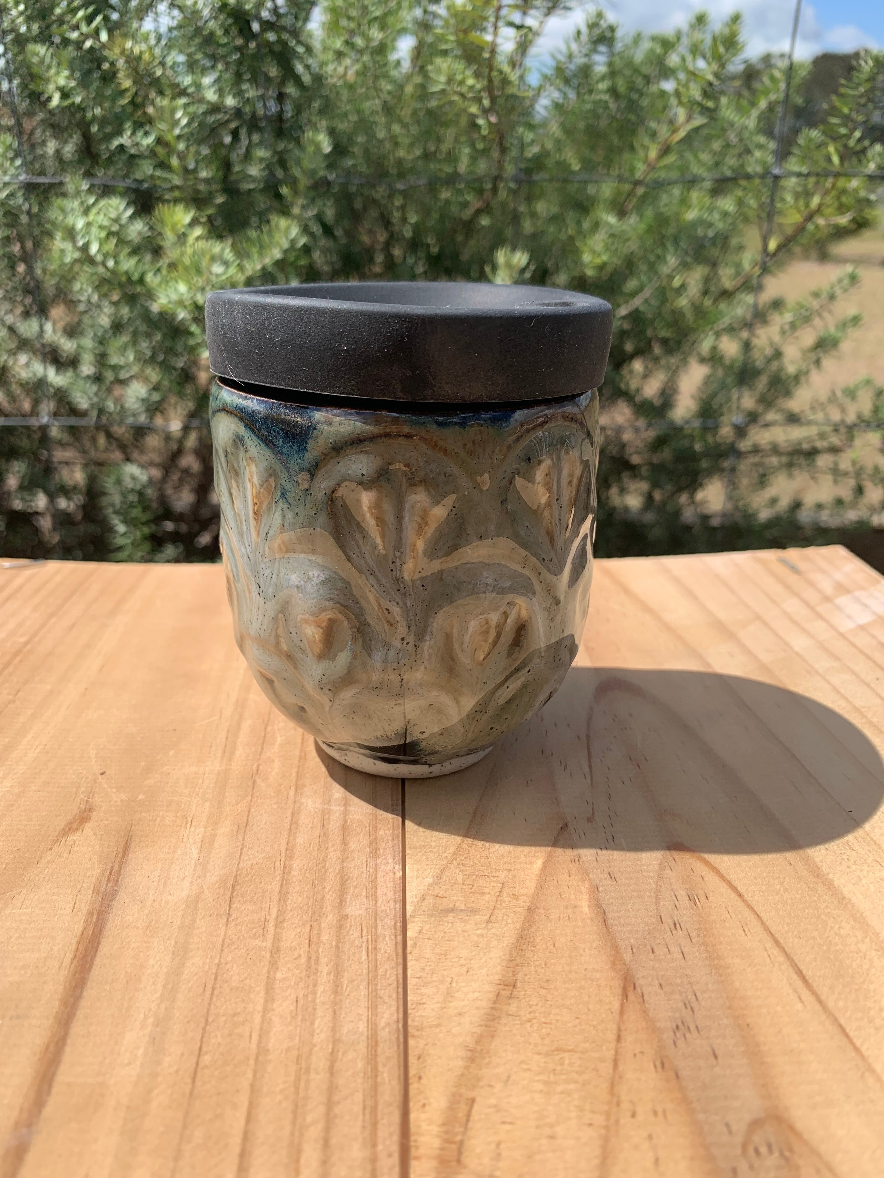 Handmade Ceramic Travel Mug - Tufted Charm