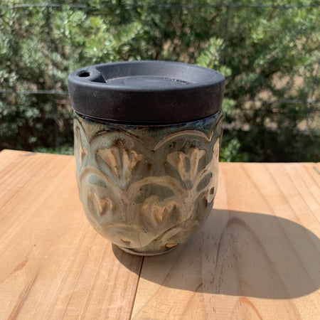 Handmade Ceramic Travel Mug - Tufted Charm