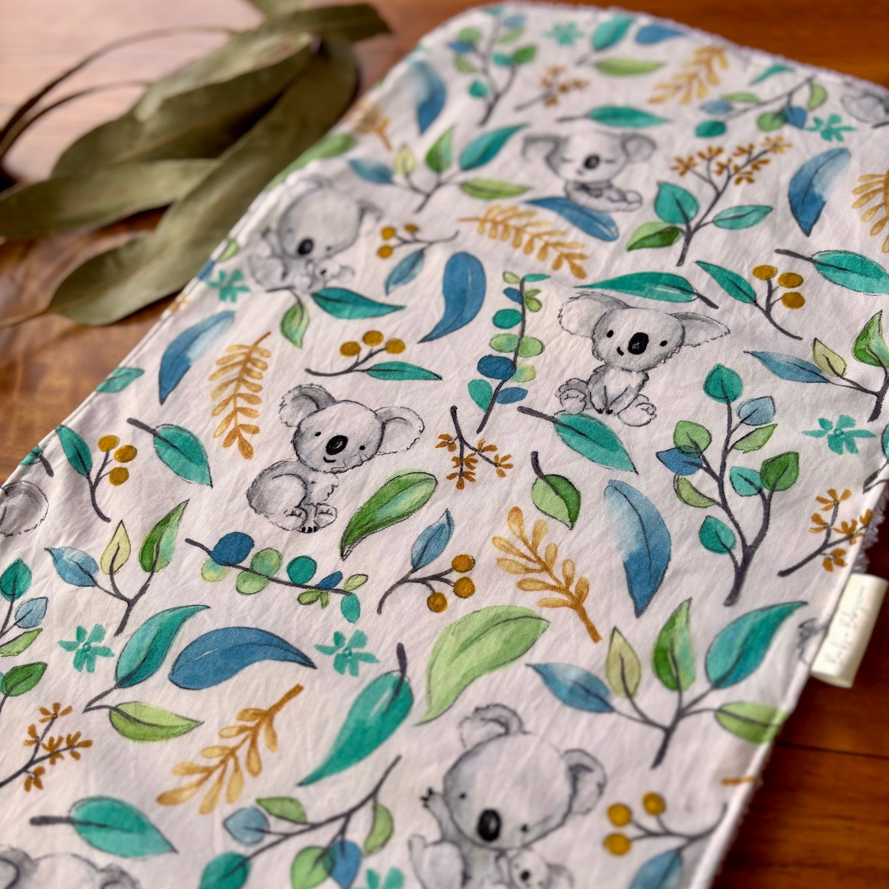 Baby Bib and Burp Cloth Set | Leafy Koalas | Ready to Ship
