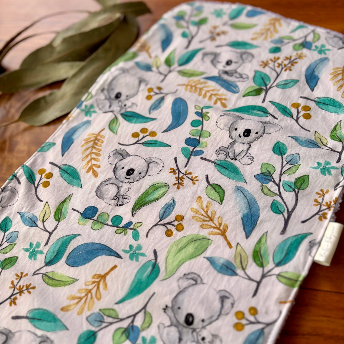 Baby Bib and Burp Cloth Set | Leafy Koalas | Ready to Ship